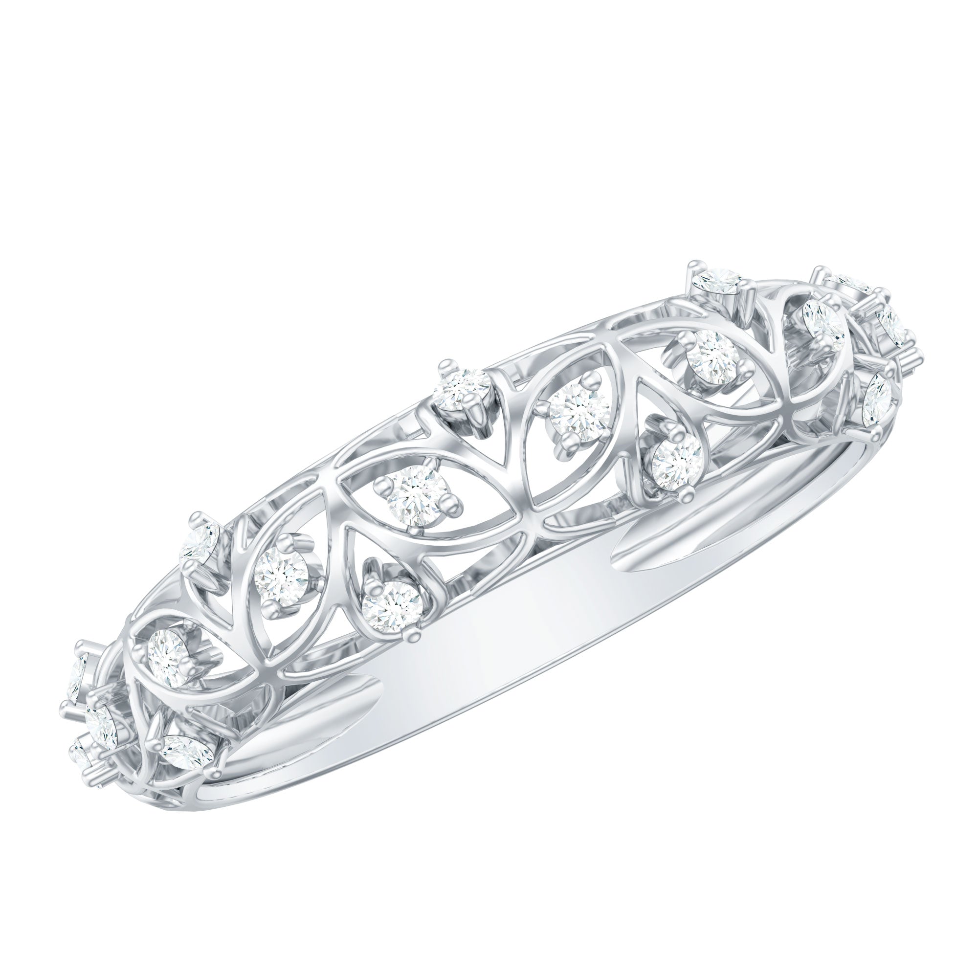 Womens Moissanite Filigree Eternity Band Ring D-VS1 - Rosec Jewels