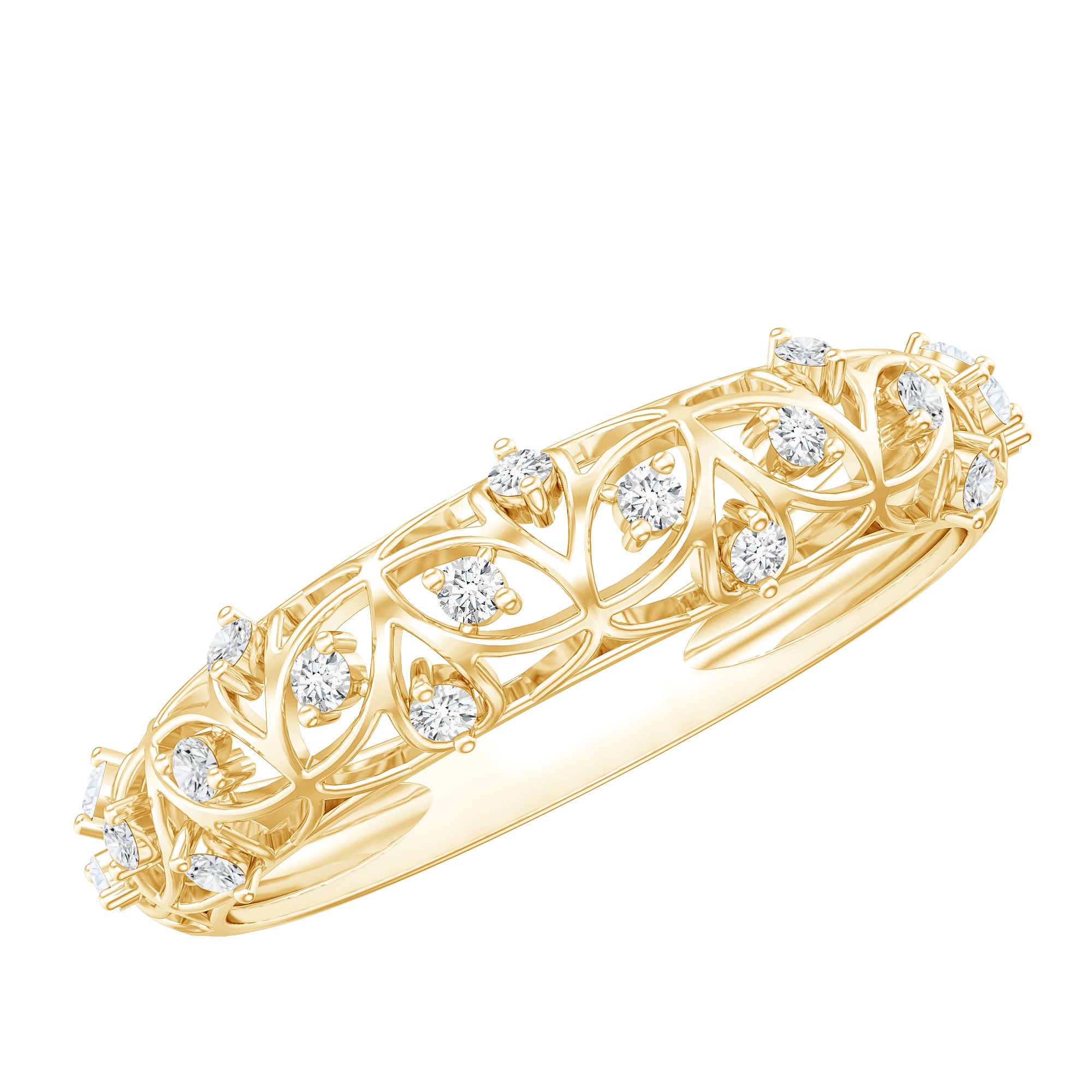 Womens Moissanite Filigree Eternity Band Ring D-VS1 - Rosec Jewels