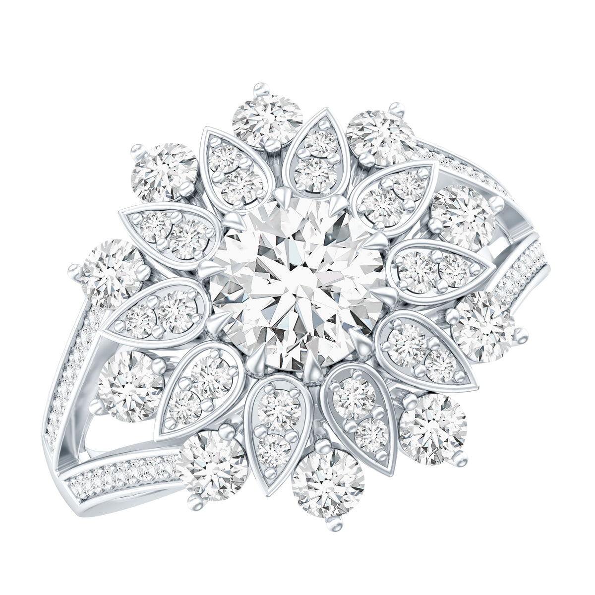 IGI Documented 1 Carat Lab Grown Diamond Statement Ring for Women Lab - ( E-VS1 ) - Rosec Jewels