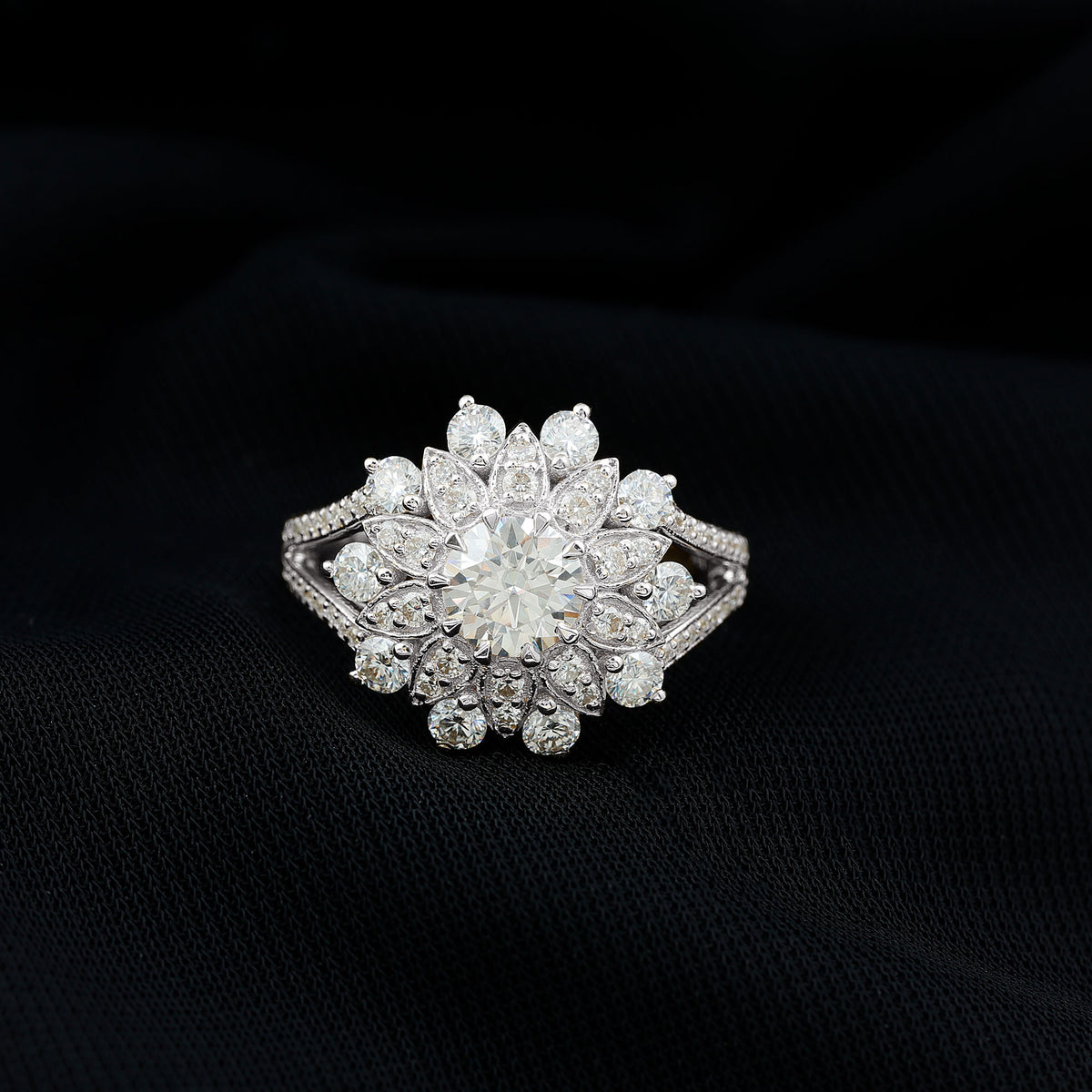 IGI Documented 1 Carat Lab Grown Diamond Statement Ring for Women Lab - ( E-VS1 ) - Rosec Jewels