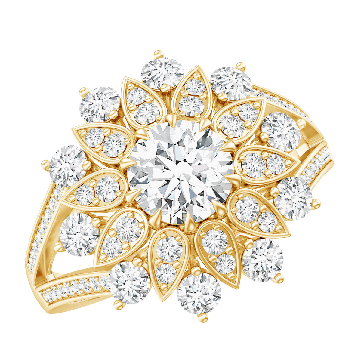 IGI Documented 1 Carat Lab Grown Diamond Statement Ring for Women Lab - ( E-VS1 ) - Rosec Jewels