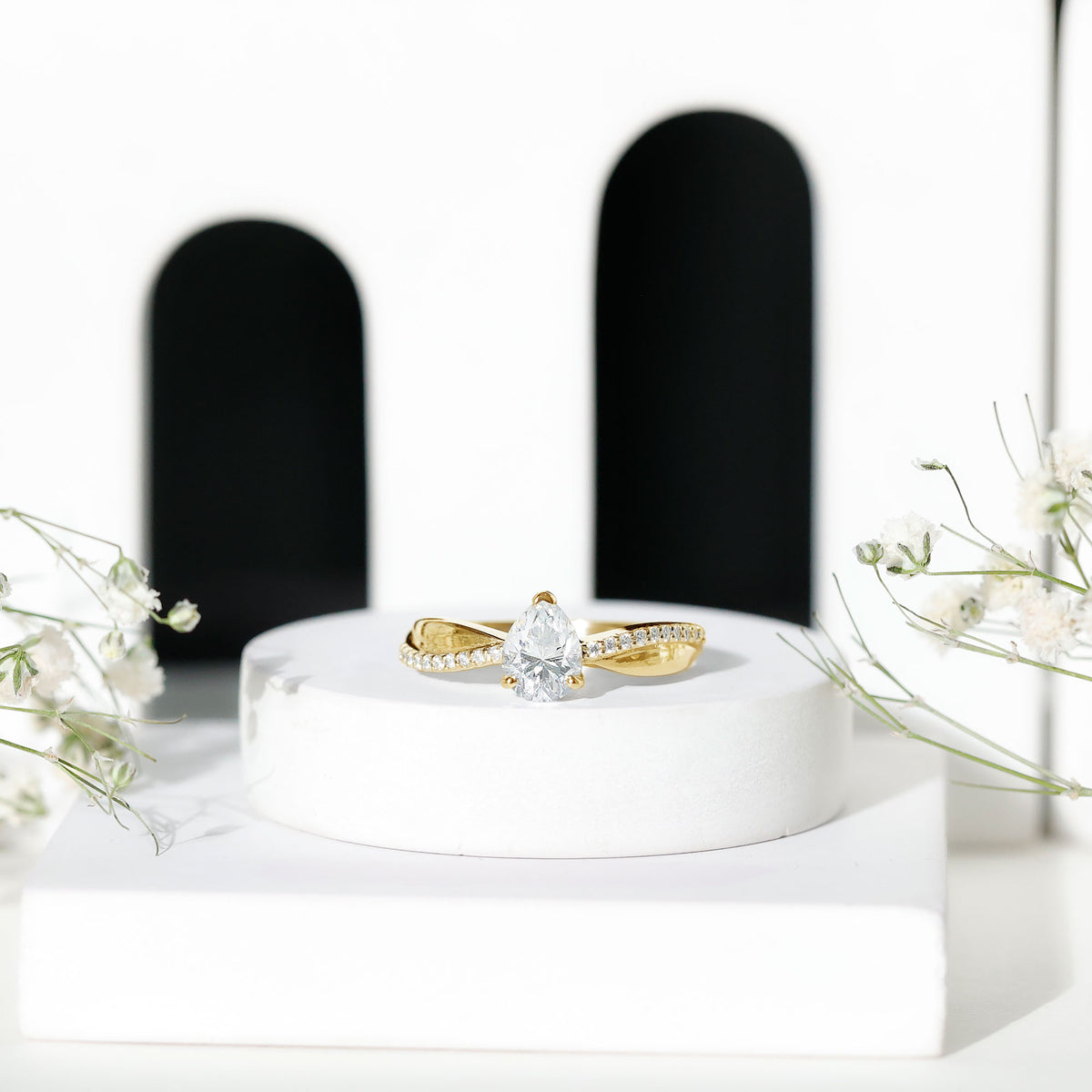 1 Carat Lab Grown Diamond Teardrop Engagement Ring with IGI Certificate Lab - ( E-VS1 ) - Rosec Jewels