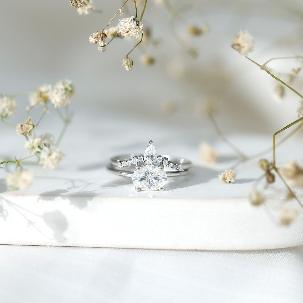 2 Carat IGI Authenticated Lab Grown Diamond Oval Wedding Ring Set Lab - ( E-VS1 ) - Rosec Jewels