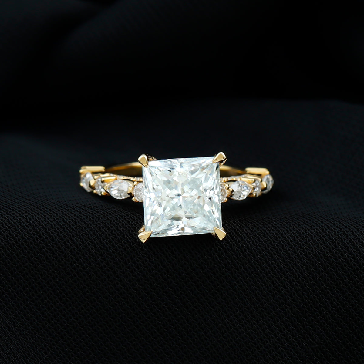 4 Carat Princess Cut Lab Grown Diamond Designer Engagement Ring IGI Certified Lab - ( E-VS1 ) - Rosec Jewels