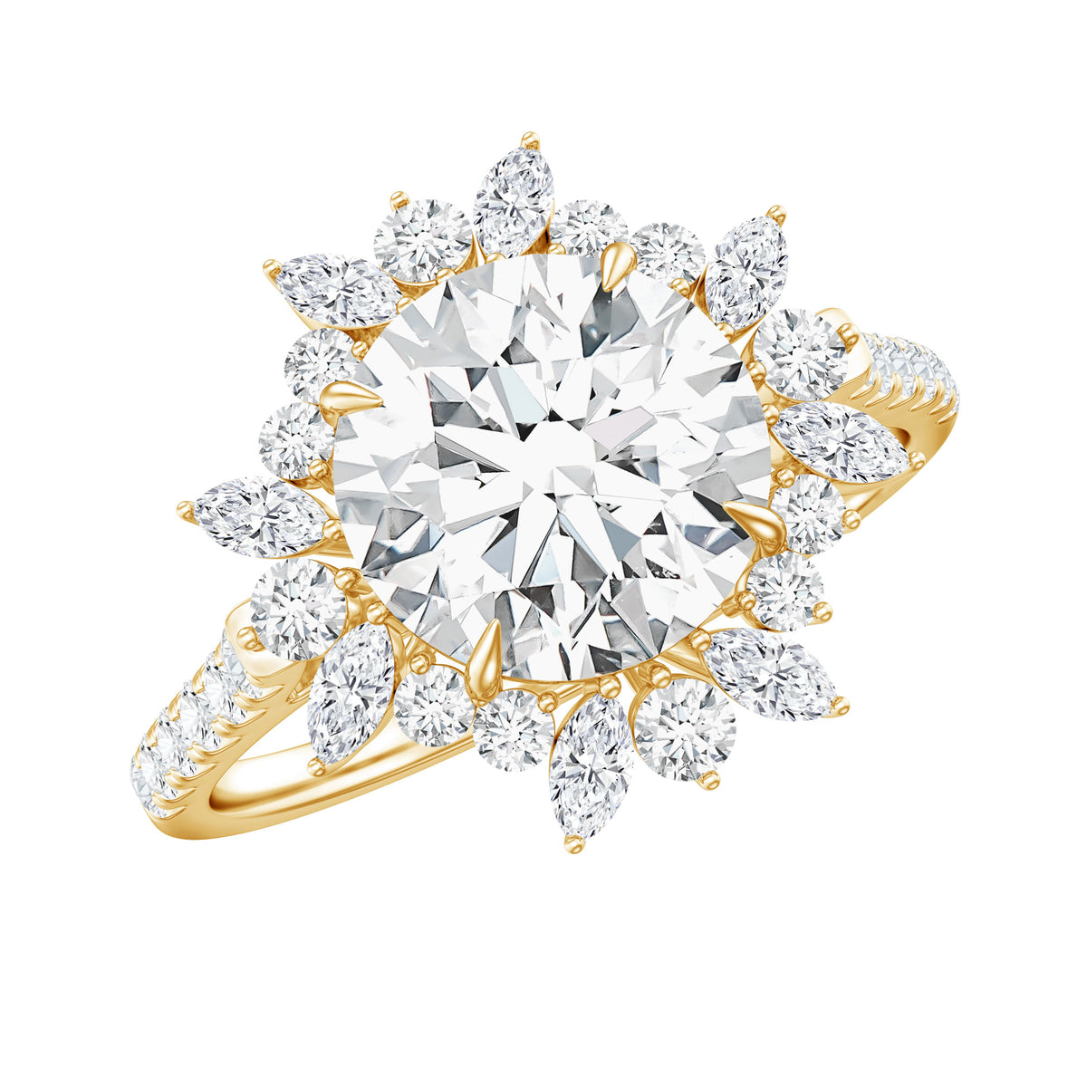 IGI Documented 2 Carat Lab Grown Diamond Cocktail Ring with Halo Lab - ( E-VS1 ) - Rosec Jewels