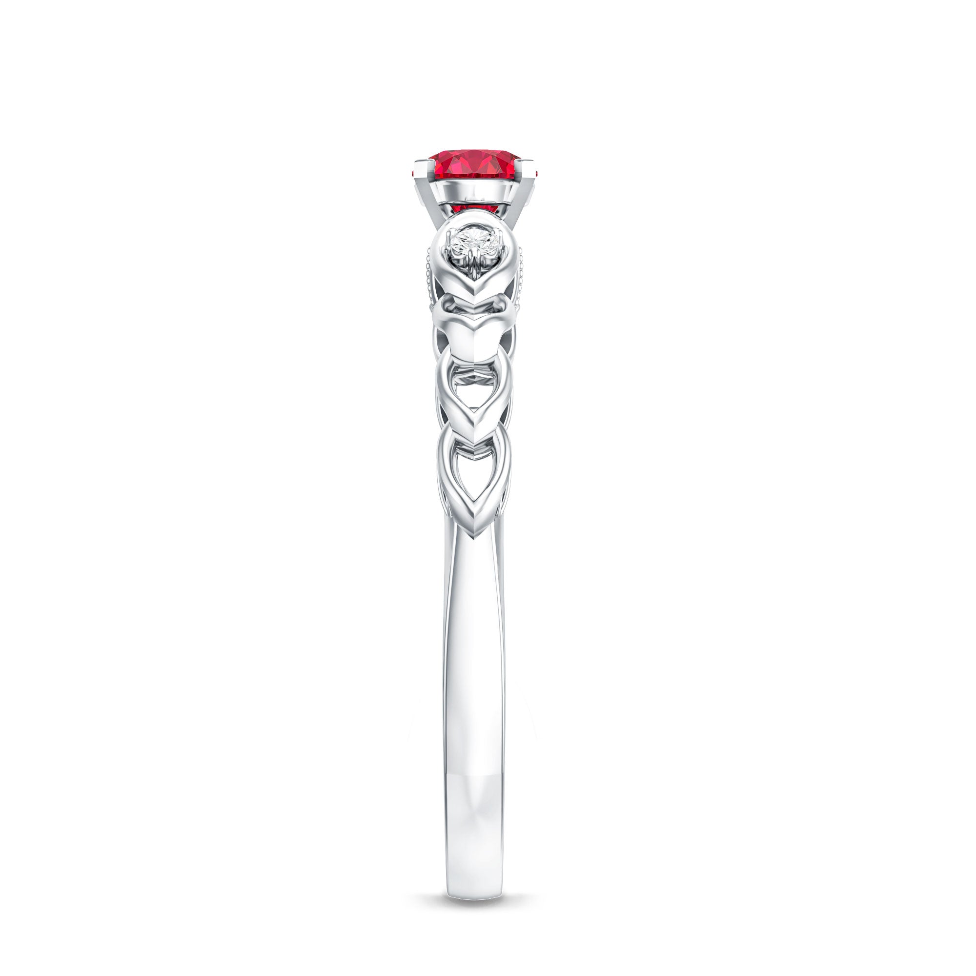 Lab Grown Ruby Designer Promise Ring with Diamond AAAA - Rosec Jewels