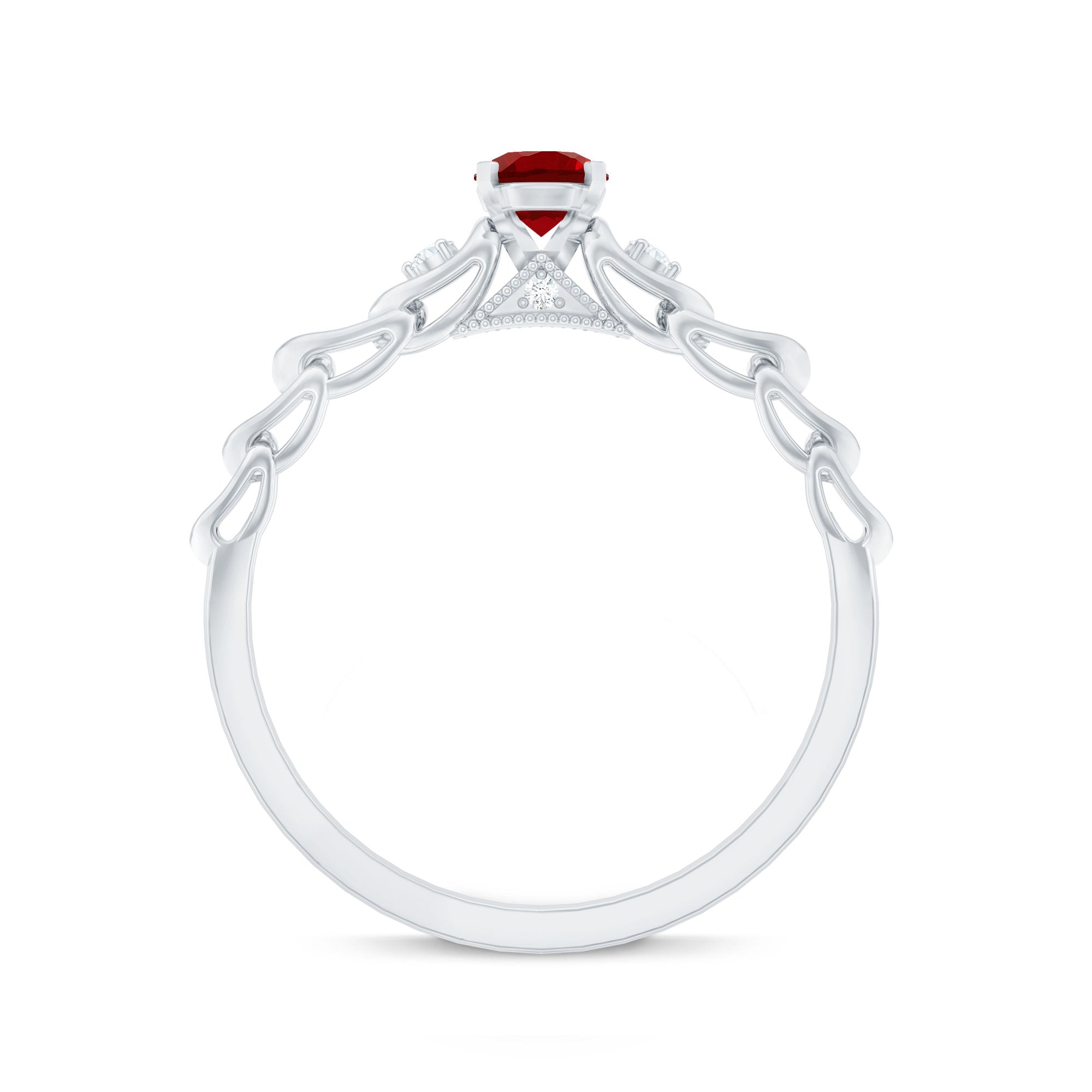 Rosec Jewels-Lab Grown Ruby Designer Promise Ring with Diamond