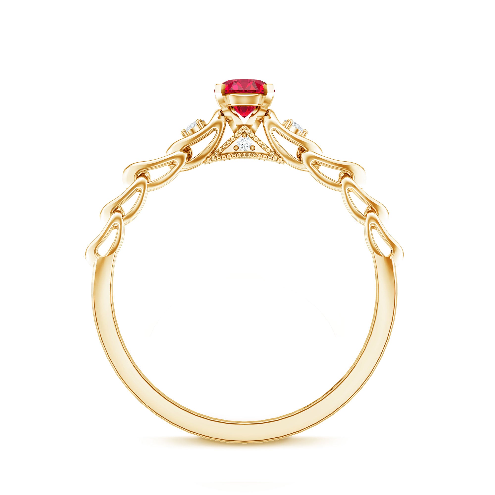 Lab Grown Ruby Designer Promise Ring with Diamond AAAA - Rosec Jewels