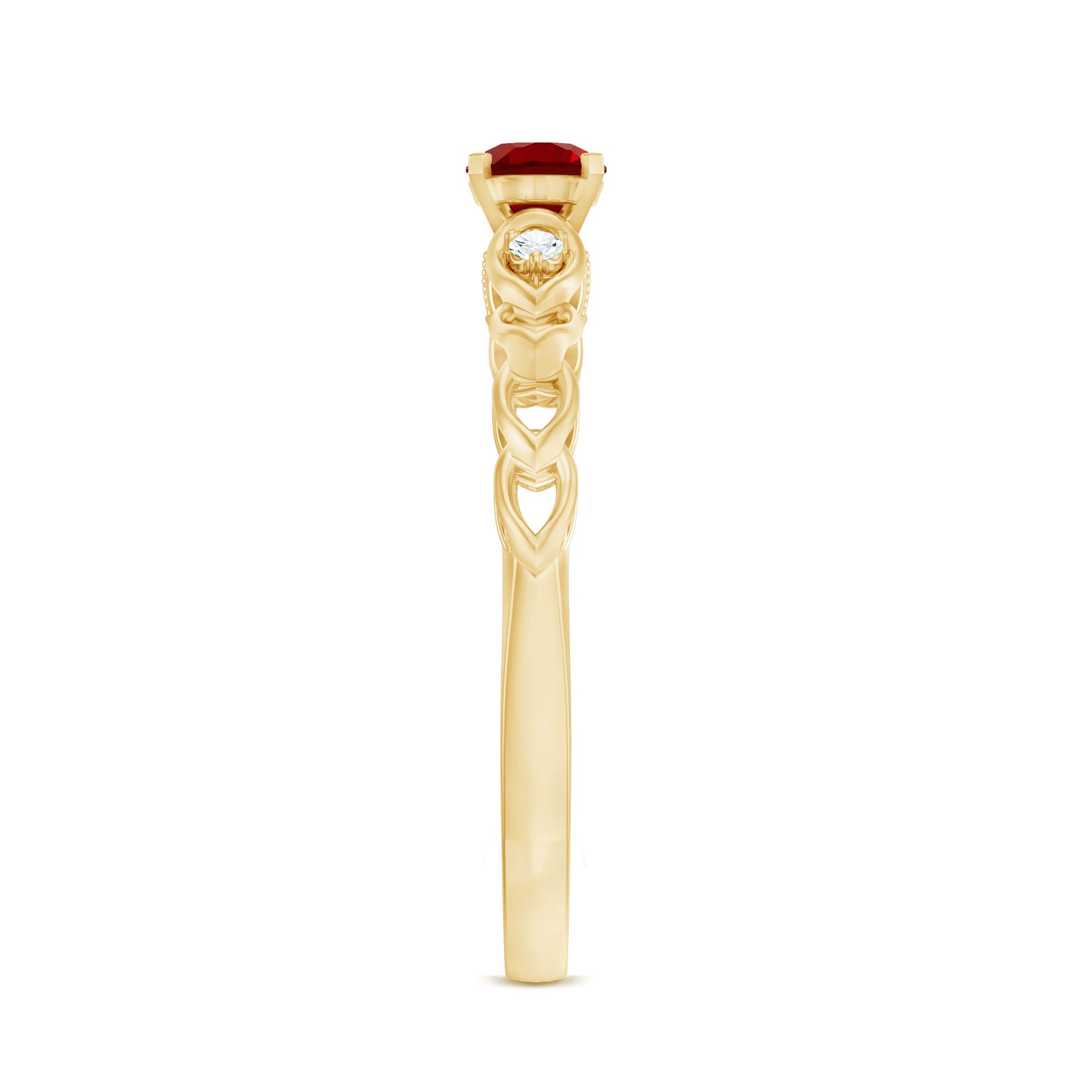 Rosec Jewels-Lab Grown Ruby Designer Promise Ring with Diamond