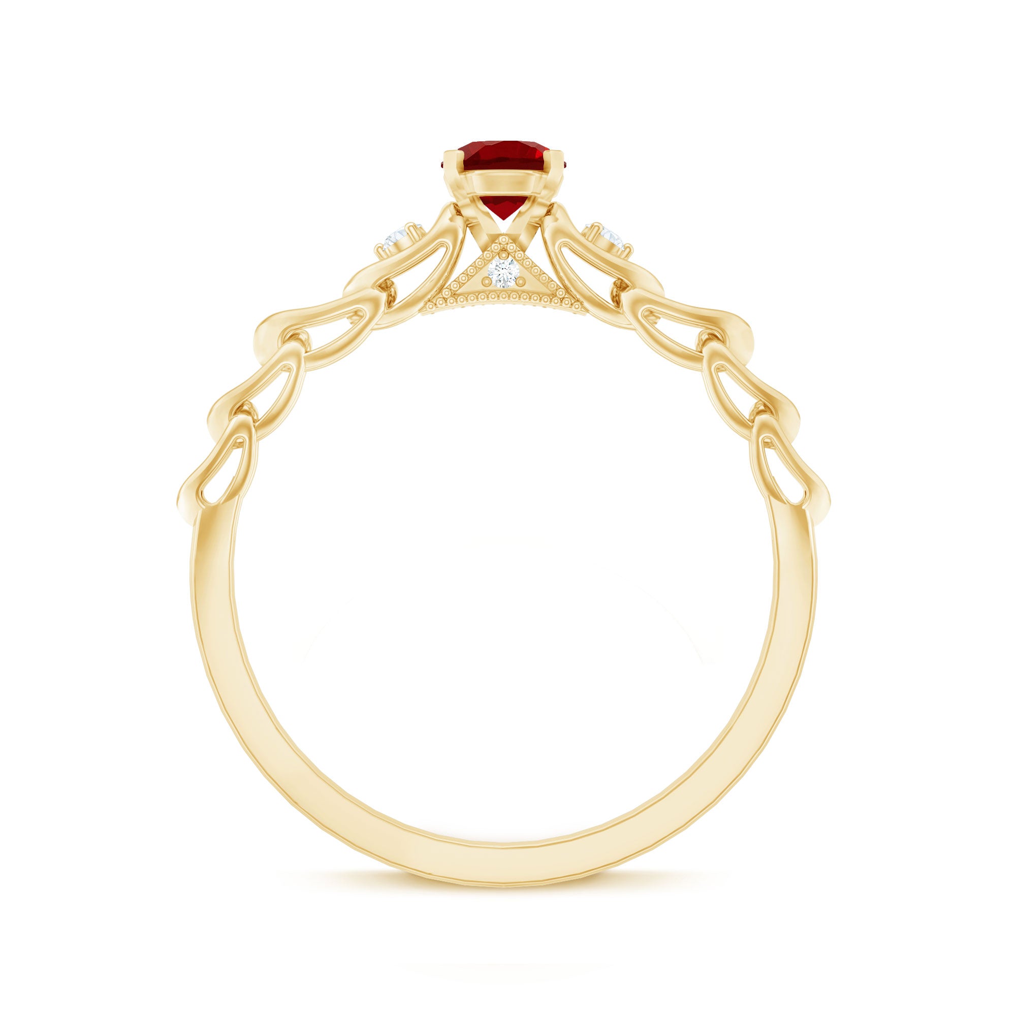 Rosec Jewels-Lab Grown Ruby Designer Promise Ring with Diamond