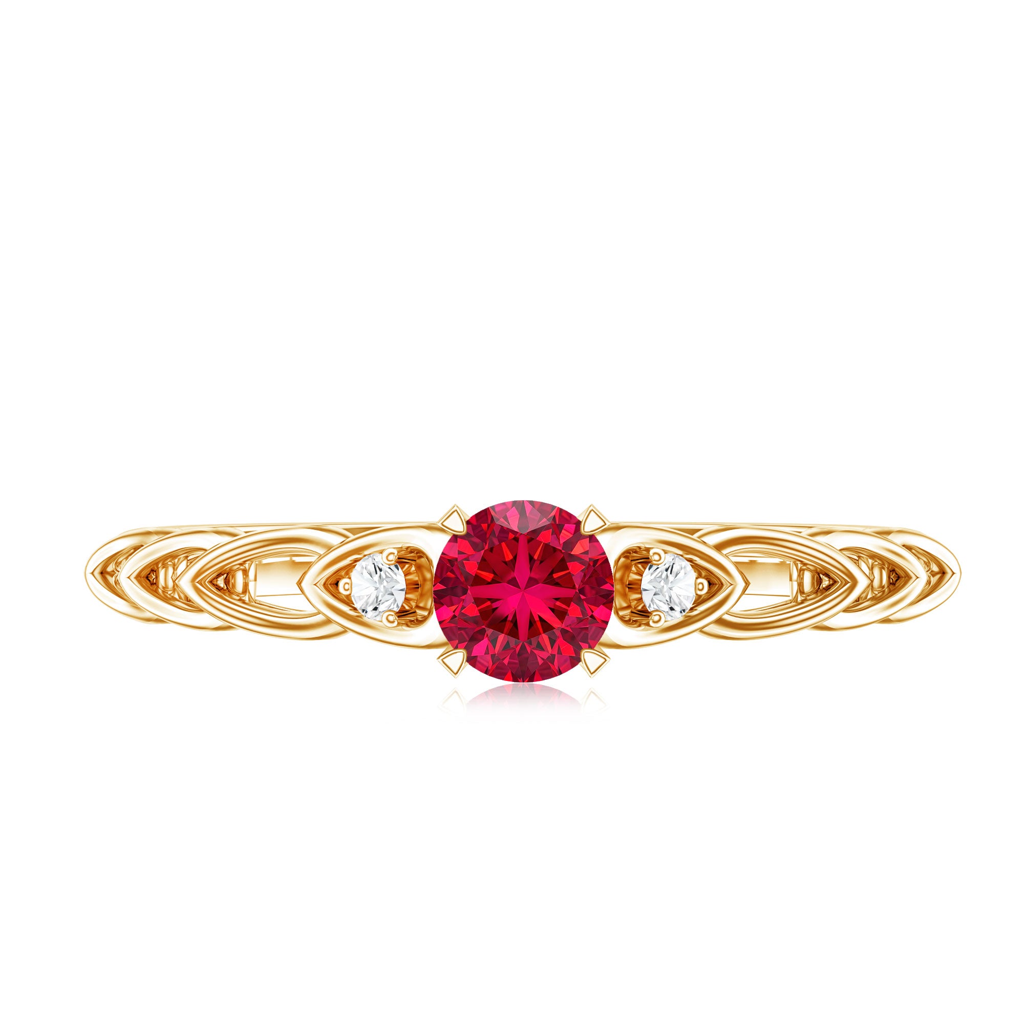 Lab Grown Ruby Designer Promise Ring with Diamond AAAA - Rosec Jewels