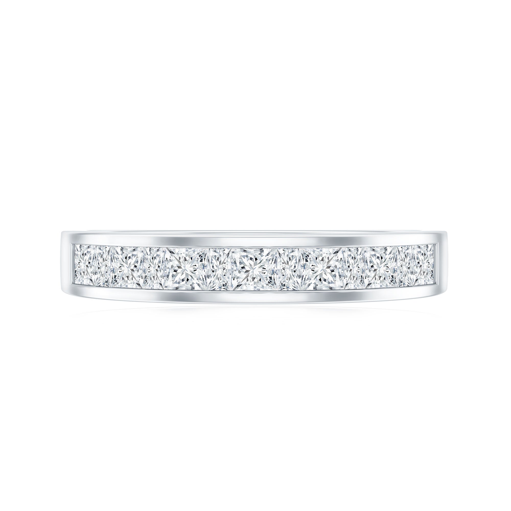 Channel Set Diamond Half Eternity Band Ring Natural - ( HI-SI ) - Rosec Jewels
