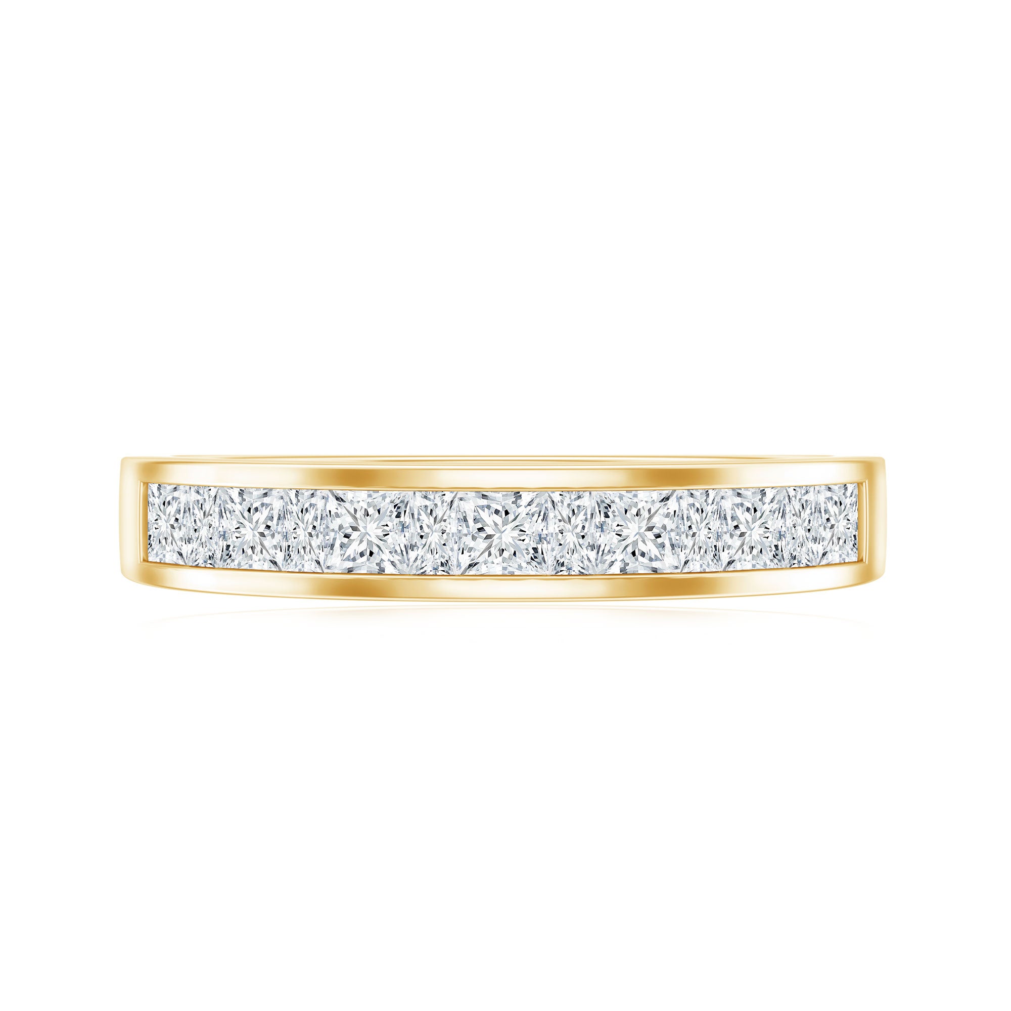 Channel Set Diamond Half Eternity Band Ring Natural - ( HI-SI ) - Rosec Jewels