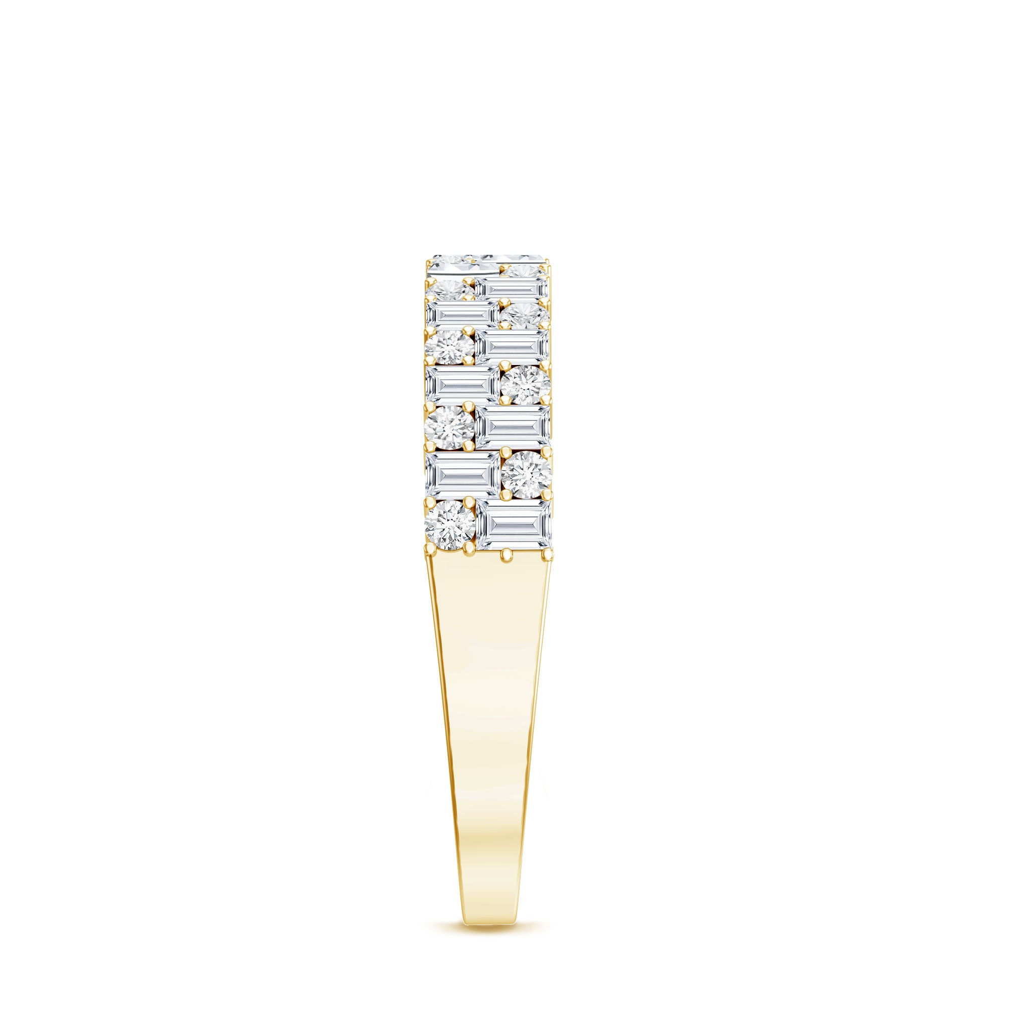 Baguette and Round Certified Moissanite Half Eternity Band Ring D-VS1 - Rosec Jewels