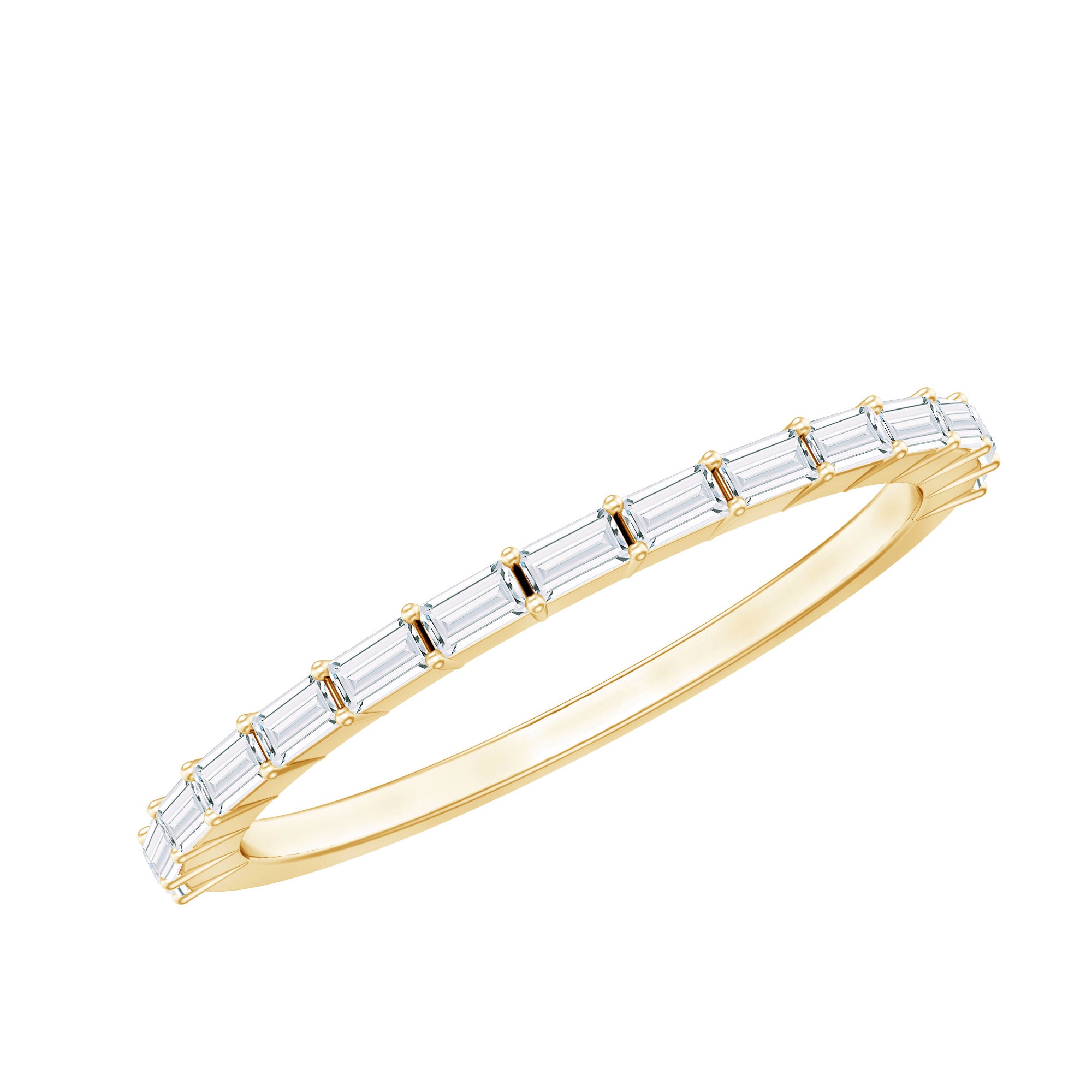 Rosec Jewels-Baguette Cut Diamond Stackable Ring in Shared Prong Setting
