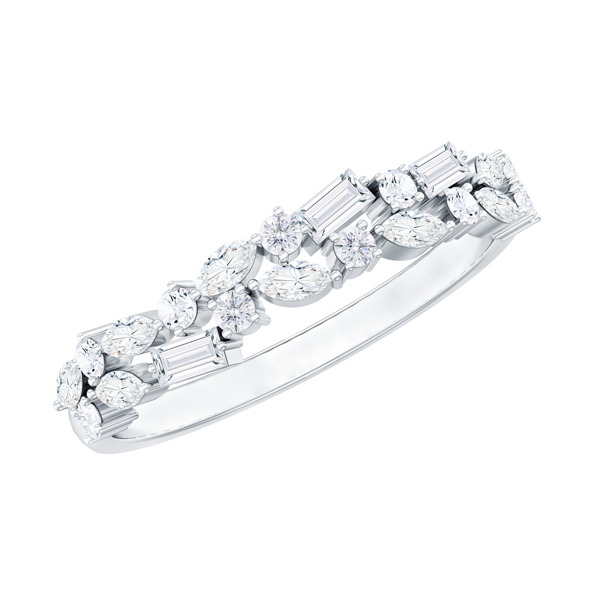 Real Diamond Half Eternity Band Ring Natural - ( HI-SI ) - Rosec Jewels