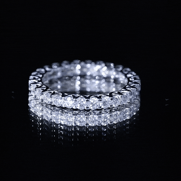 Certified Trellis Set Cubic Zirconia Eternity Wedding Band Ring AAAA - Rosec Jewels