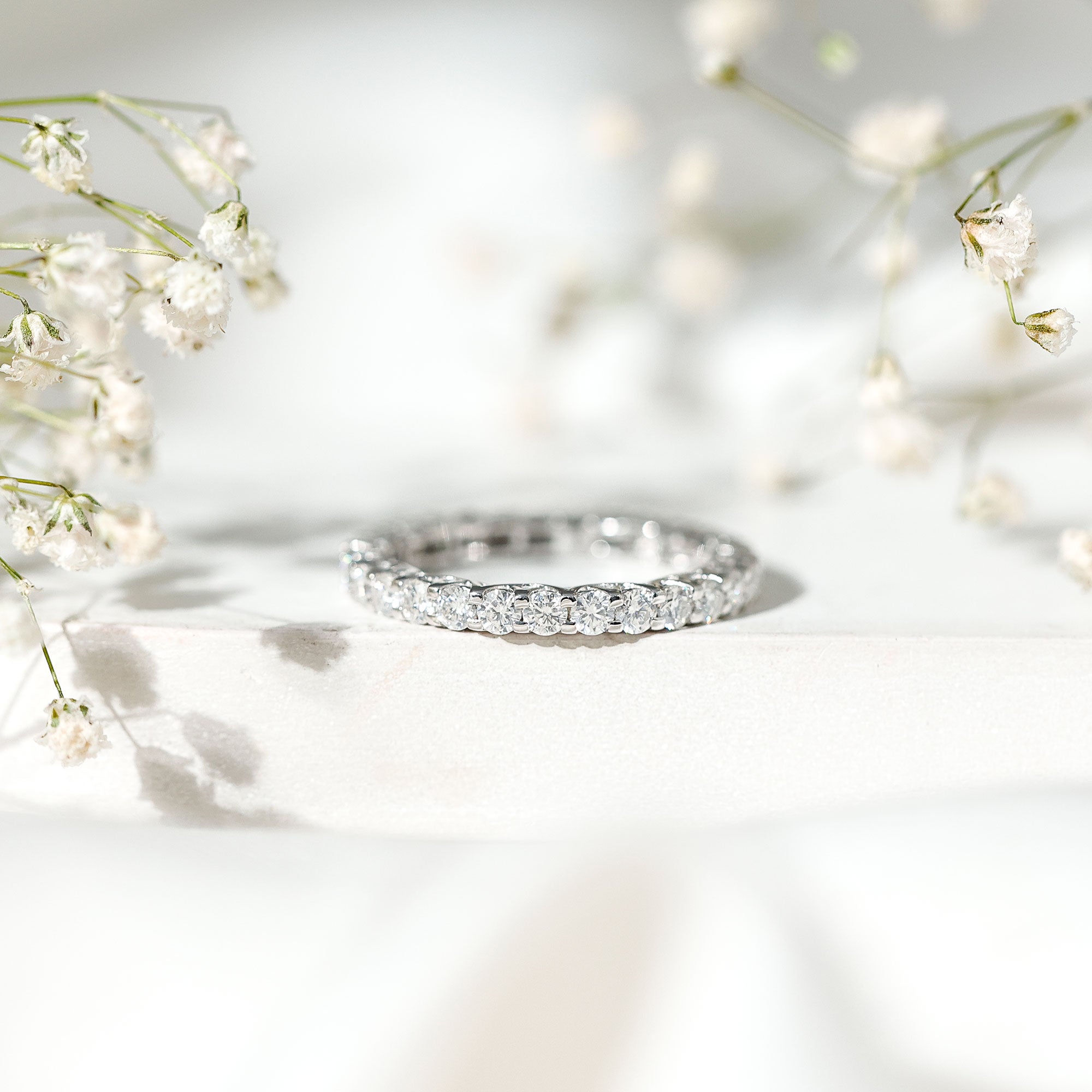 Certified Trellis Set Cubic Zirconia Eternity Wedding Band Ring AAAA - Rosec Jewels