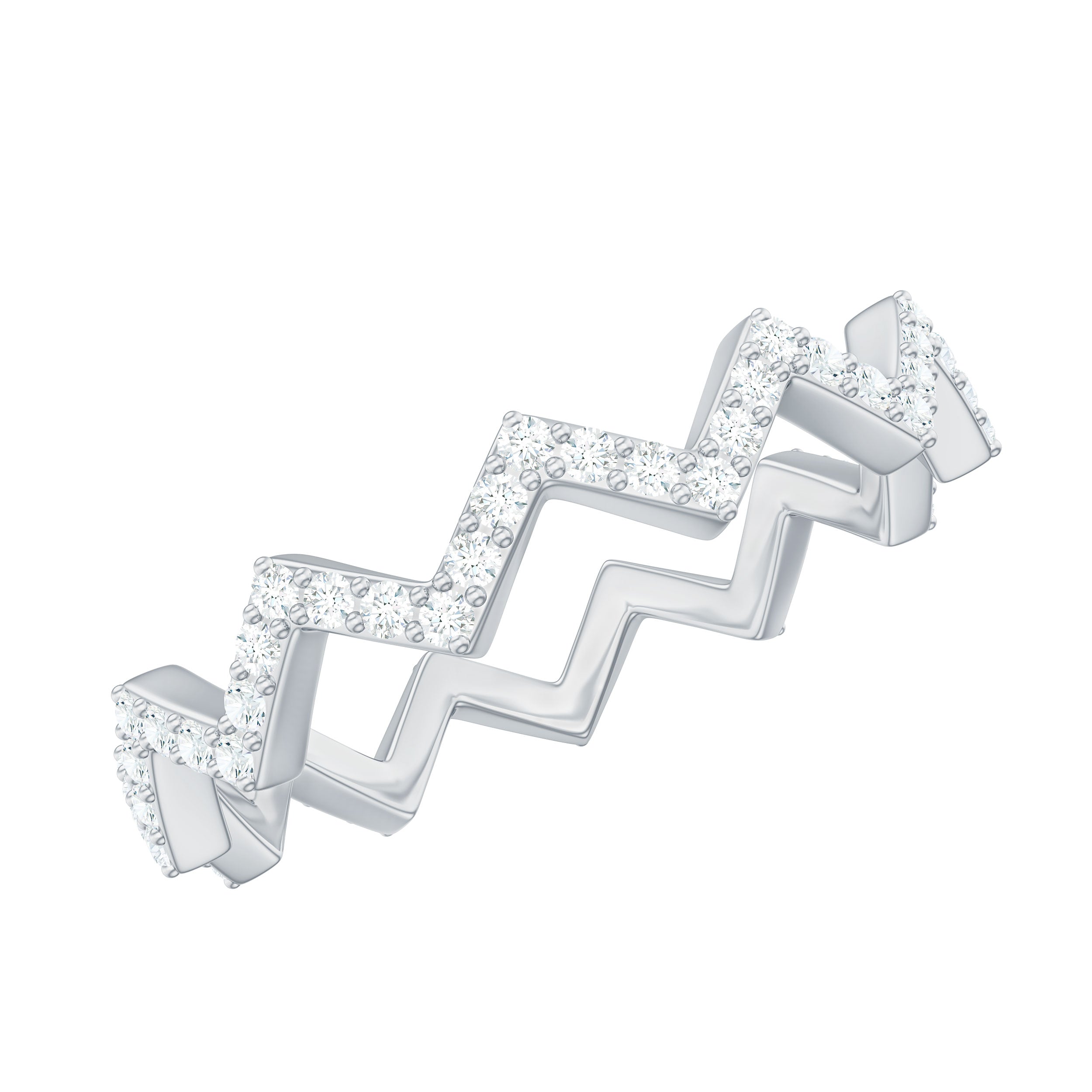 Minimal Diamond Zig Zag Eternity Band Ring Natural - ( HI-SI ) - Rosec Jewels