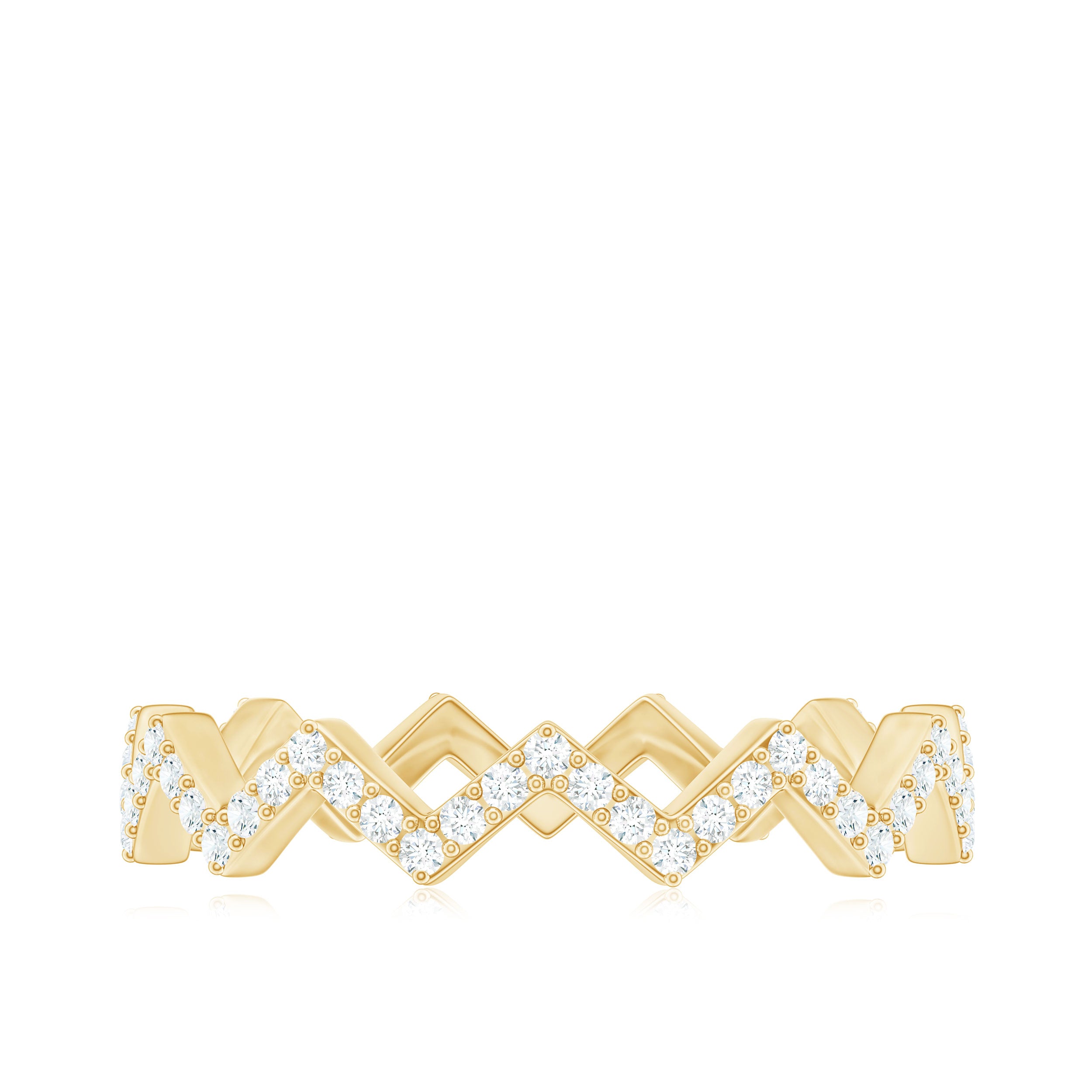 Minimal Diamond Zig Zag Eternity Band Ring Natural - ( HI-SI ) - Rosec Jewels