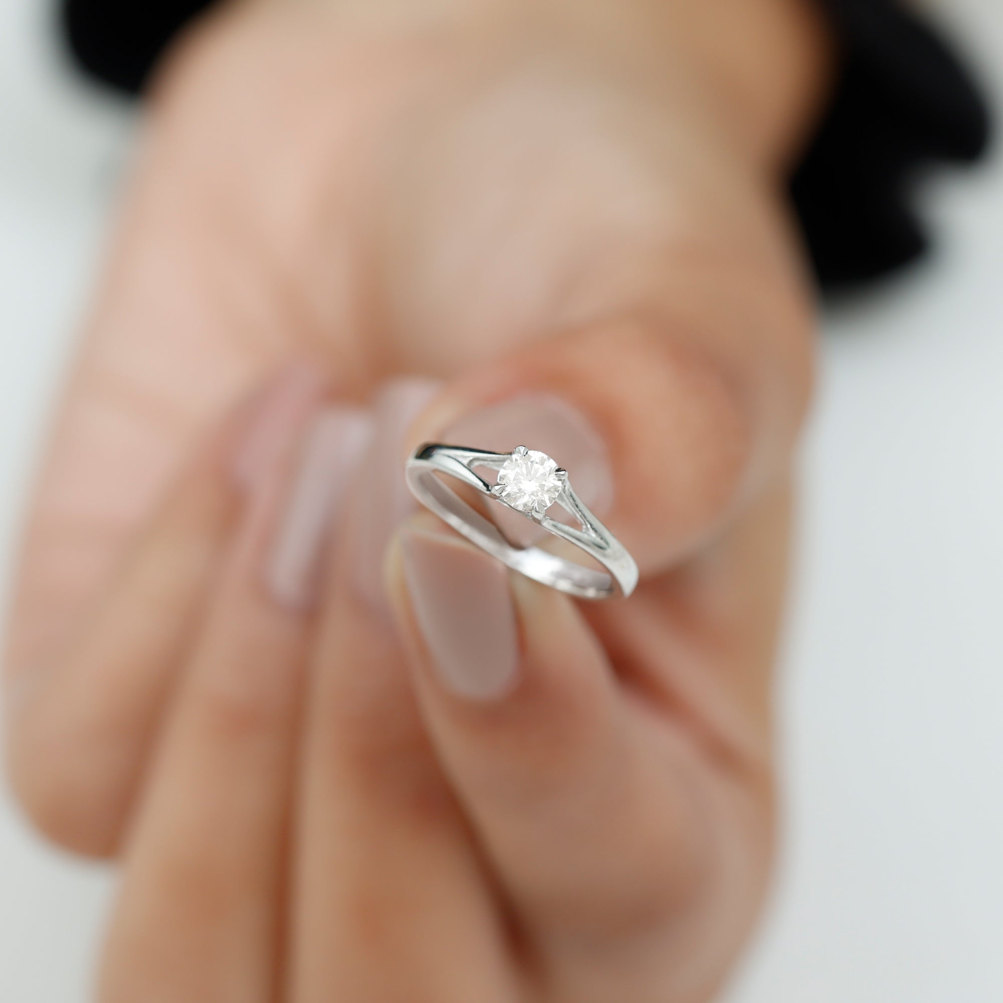 Certified Diamond Solitaire Ring in Claw Setting Natural - ( HI-SI ) - Rosec Jewels