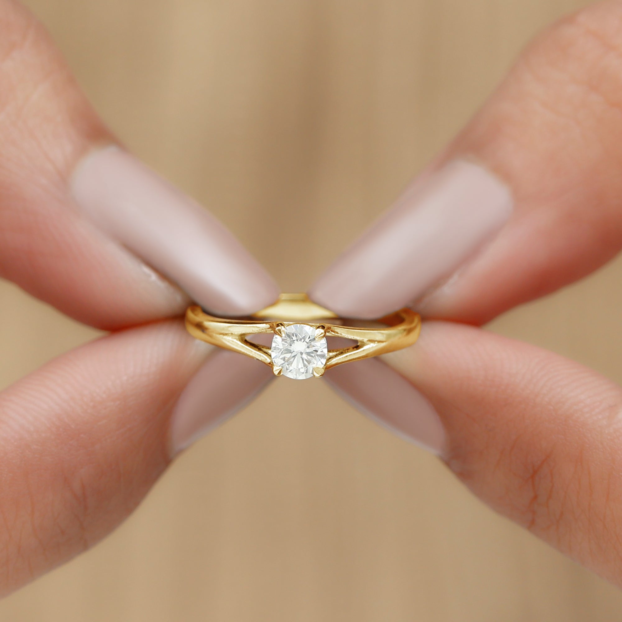Certified Diamond Solitaire Ring in Claw Setting Natural - ( HI-SI ) - Rosec Jewels