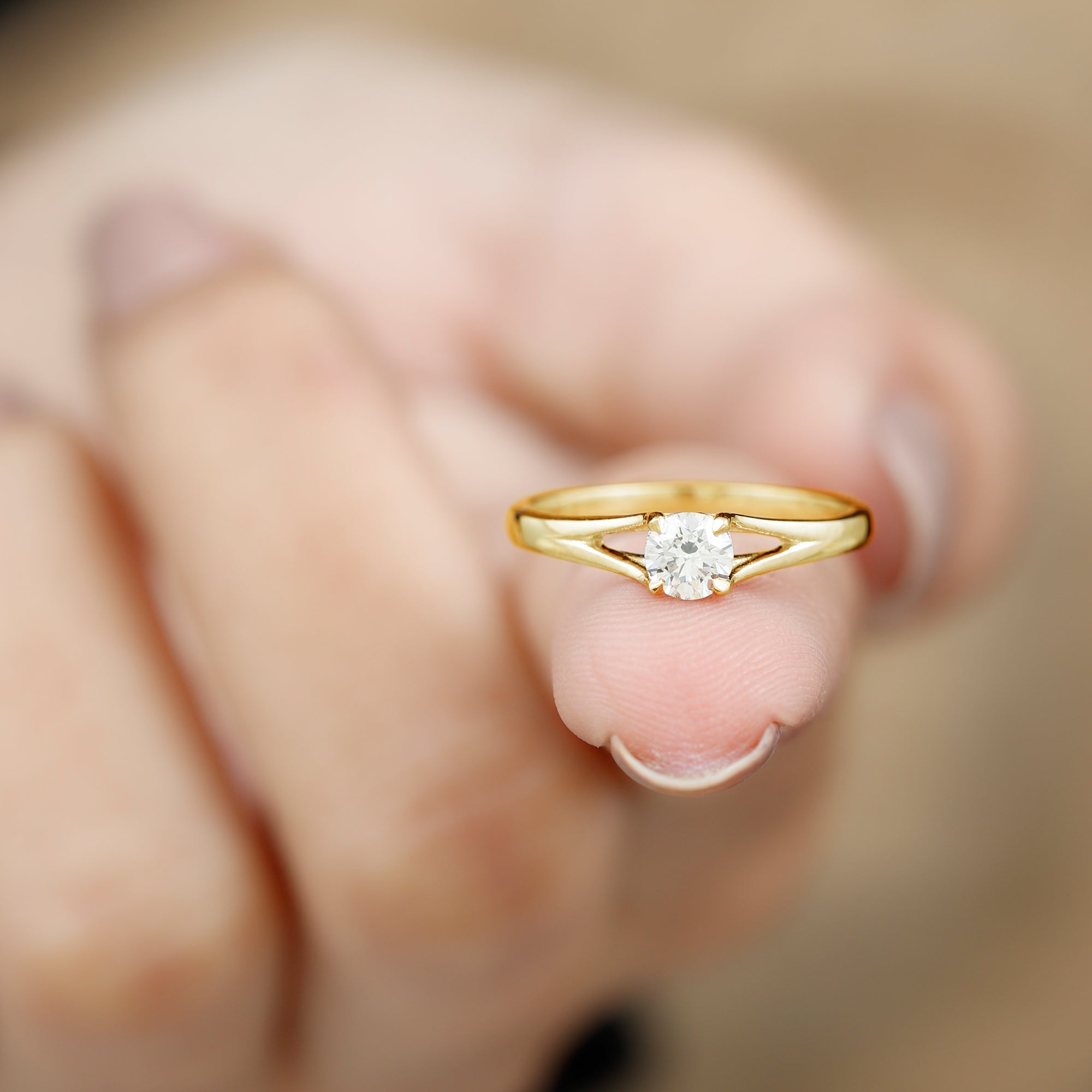 Certified Diamond Solitaire Ring in Claw Setting Natural - ( HI-SI ) - Rosec Jewels