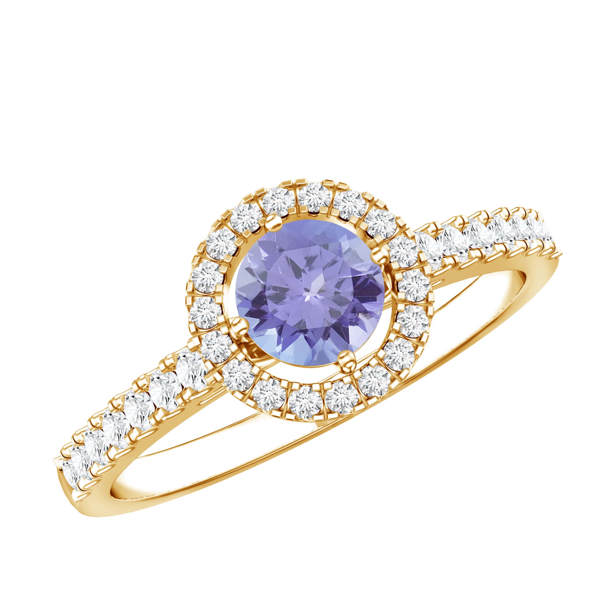 Natural Tanzanite and Diamond Promise Ring for Engagement AAA - Rosec Jewels