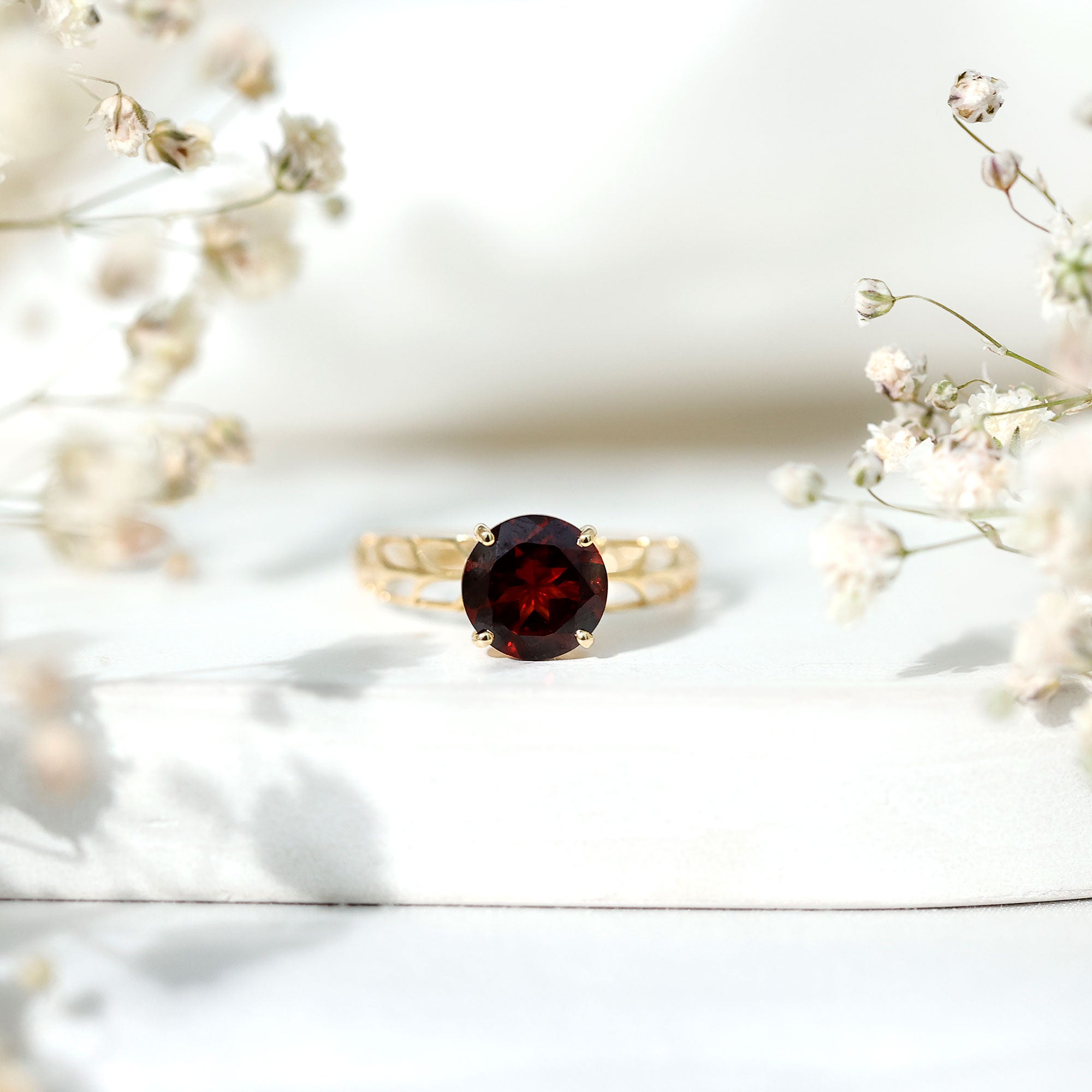 2.3 Carat Natural Garnet Filigree Engagement Ring with Certificate AAA - Rosec Jewels