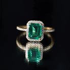 Octagon Lab Grown Emerald Halo Engagement Ring with Diamond Lab Created Emerald - ( AAAA ) - Quality - Rosec Jewels