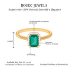 1.25 CT Octagon shape Emerald Solitaire Engagement Ring with Diamond Halo Emerald - ( AAA ) - Quality - Rosec Jewels