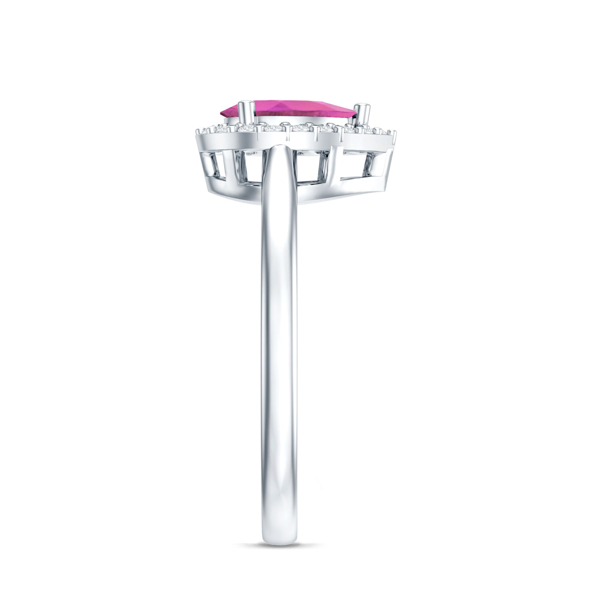 1.6 Carat Pear Shape Pink Tourmaline Ring with Diamond Halo AAA - Rosec Jewels