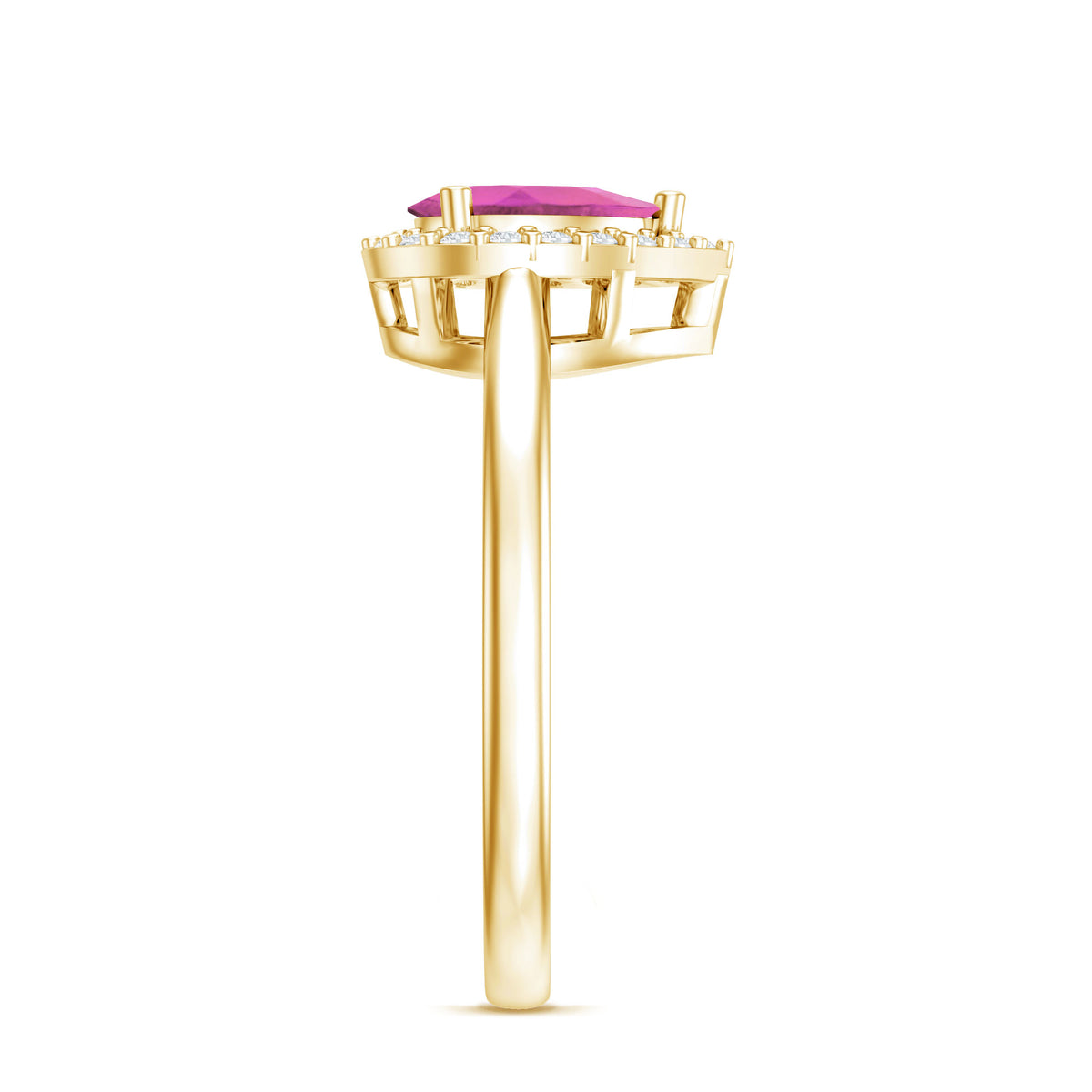 1.6 Carat Pear Shape Pink Tourmaline Ring with Diamond Halo AAA - Rosec Jewels
