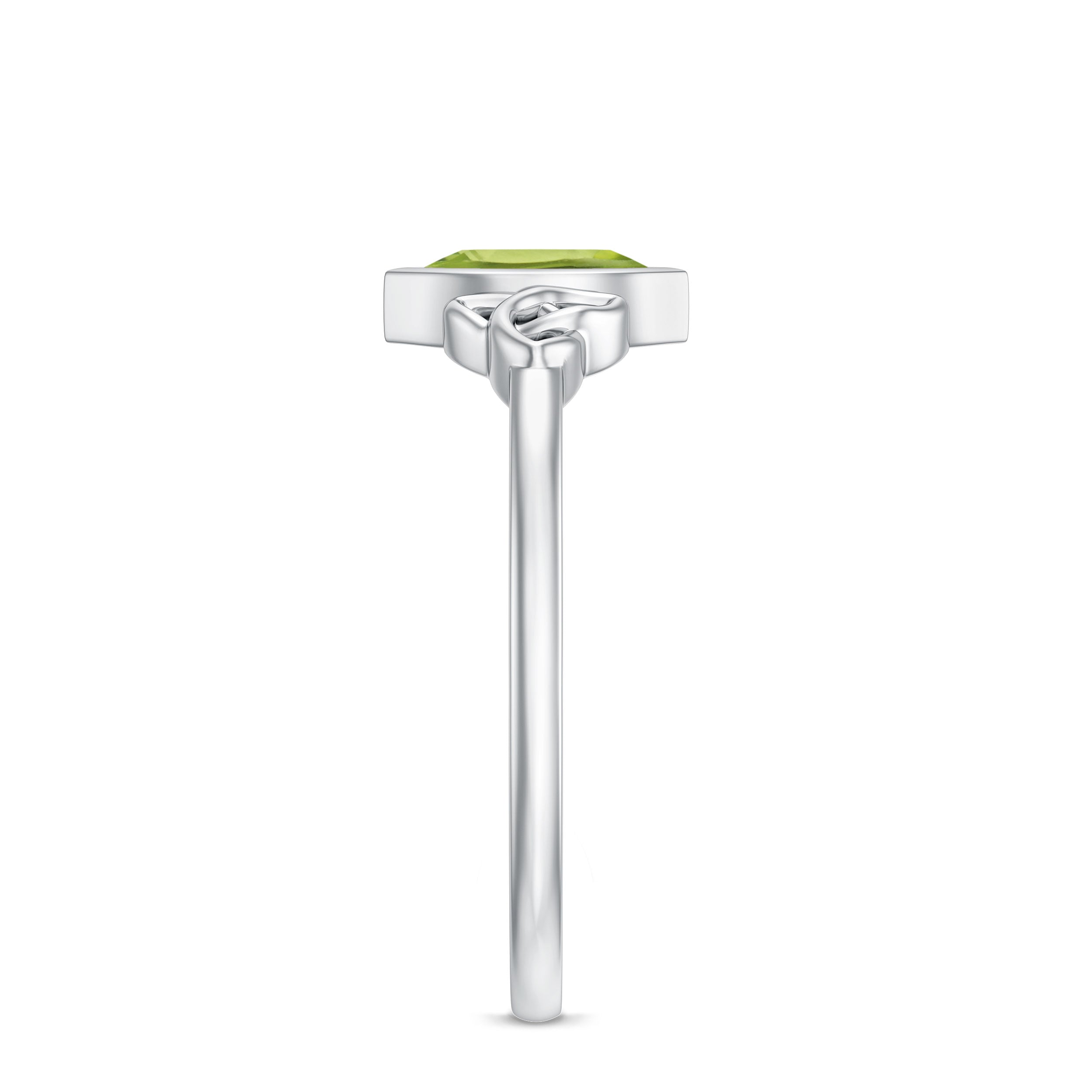 Natural 0.7 Carat Marquise Peridot Promise Ring with Celtic Knot AAA - Rosec Jewels