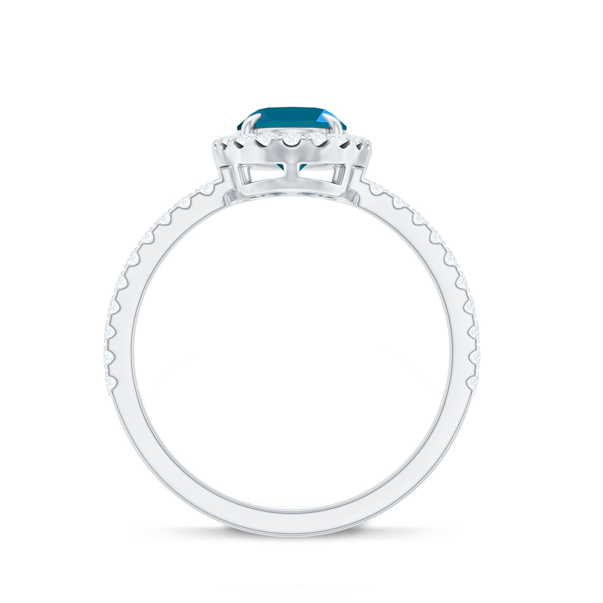 Oval 6X8MM London Blue Topaz Halo Engagement Ring AAA - Rosec Jewels