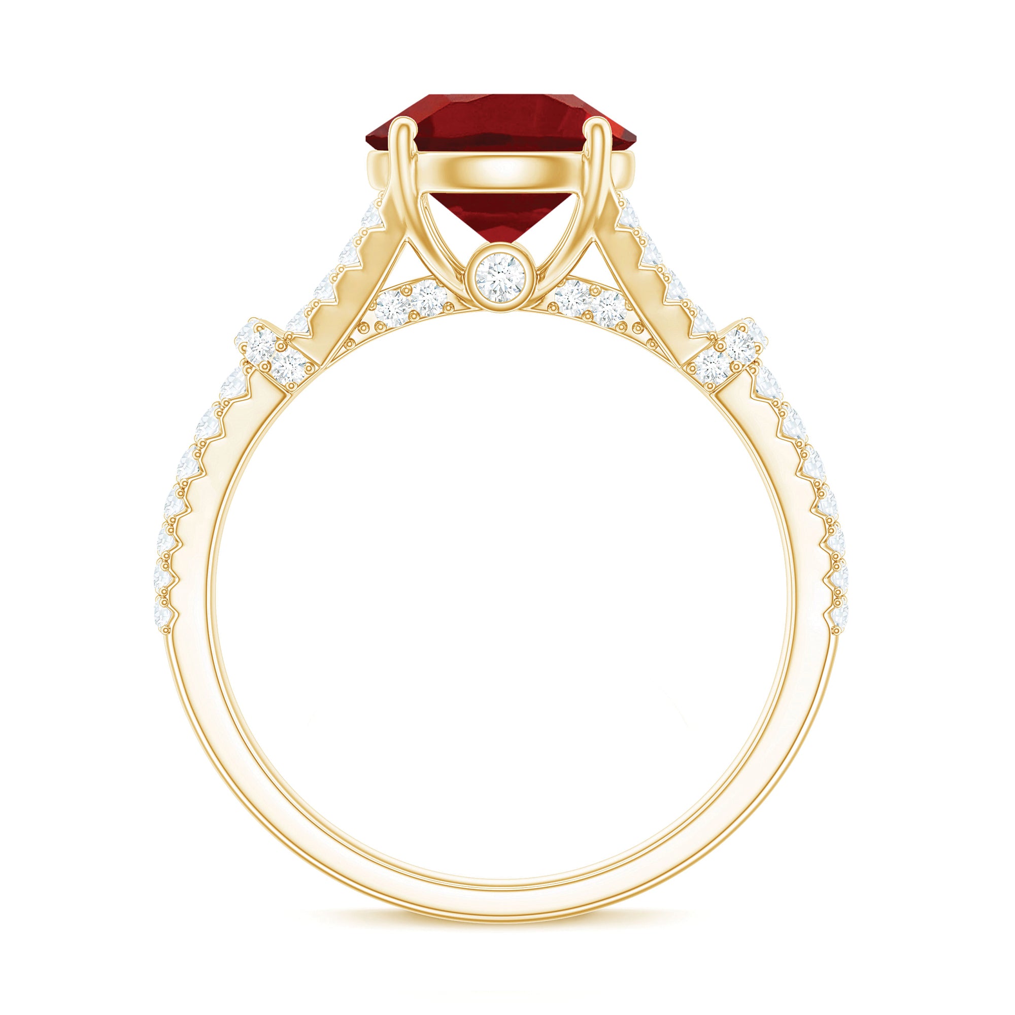 Rosec Jewels-Lab Created Ruby and Diamond Split Shank Engagement Ring