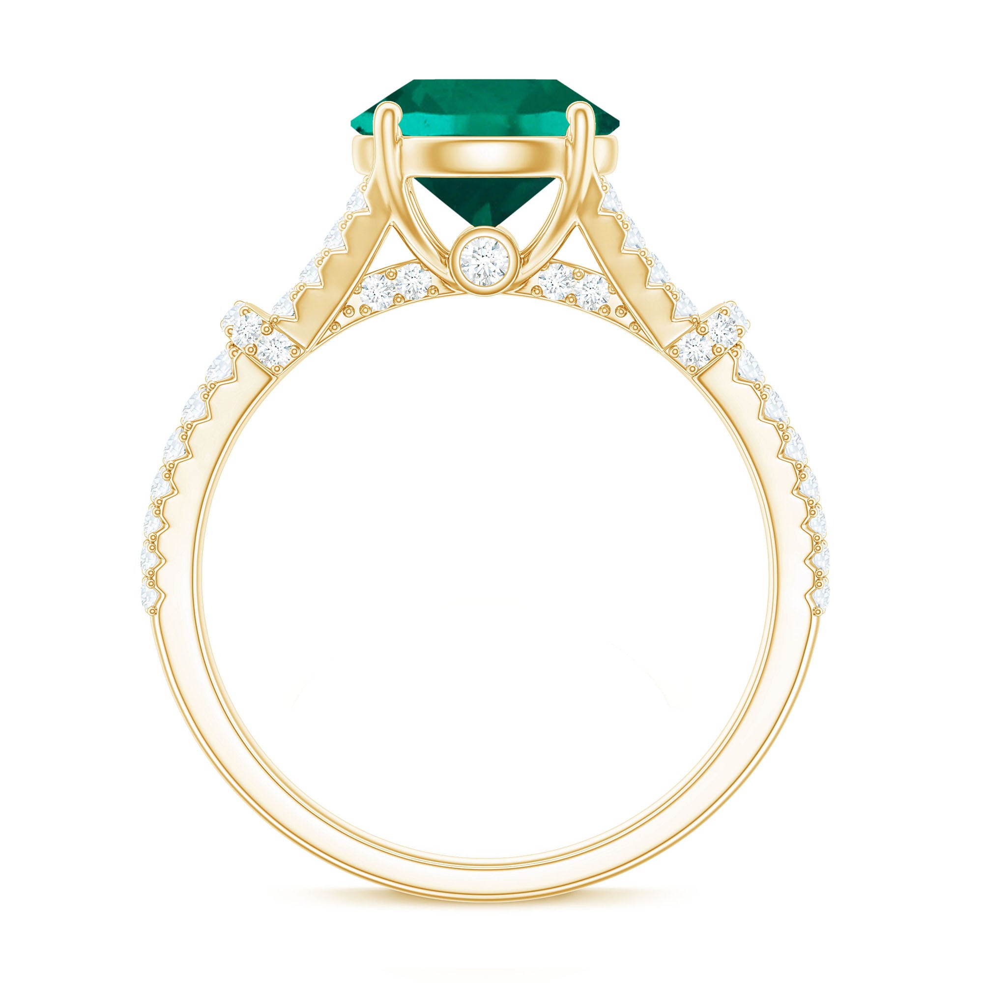 Classic Lab Grown Emerald Diamond Engagement Ring with Split Shank AAAA - Rosec Jewels