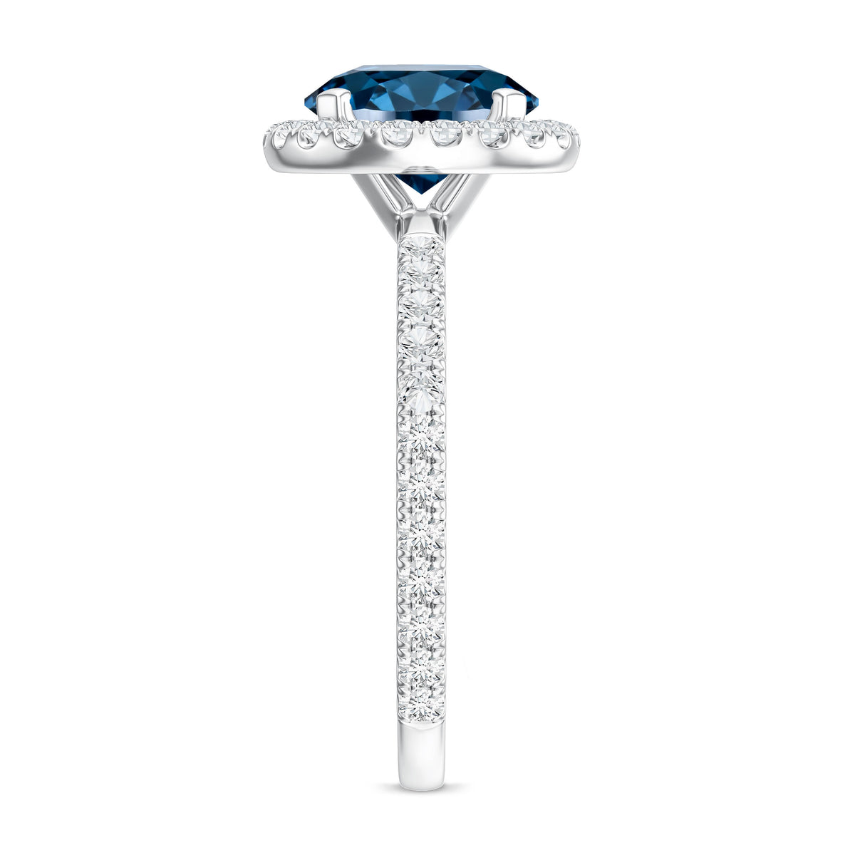 2 Carat London Blue Topaz Classic Engagement Ring with Diamond AAA - Rosec Jewels