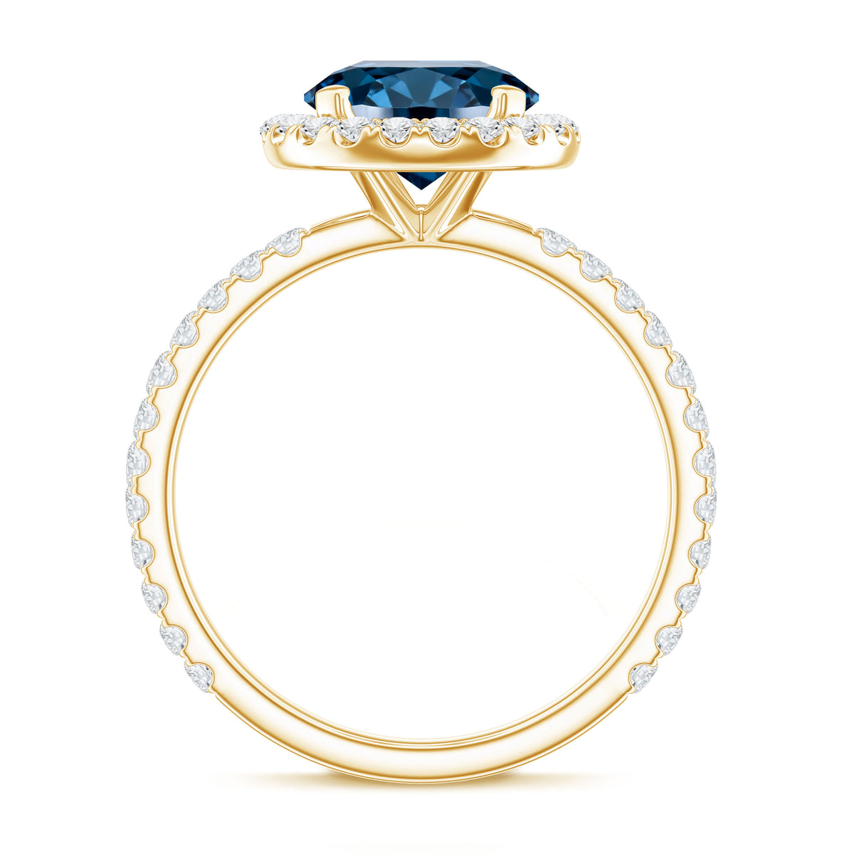 2 Carat London Blue Topaz Classic Engagement Ring with Diamond AAA - Rosec Jewels