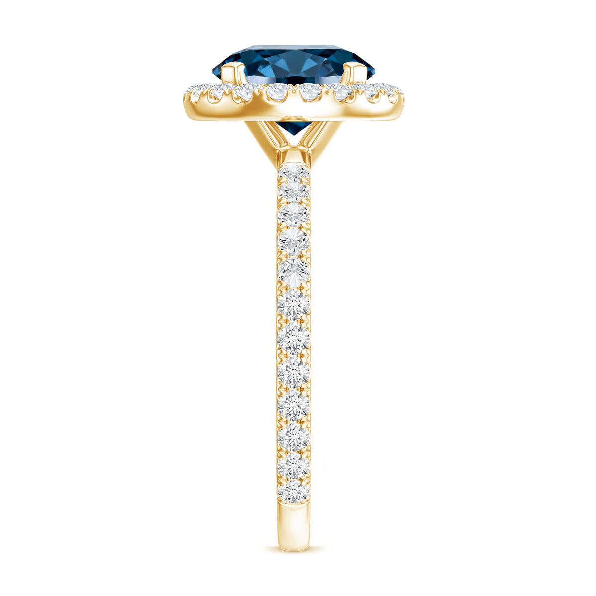 2 Carat London Blue Topaz Classic Engagement Ring with Diamond AAA - Rosec Jewels