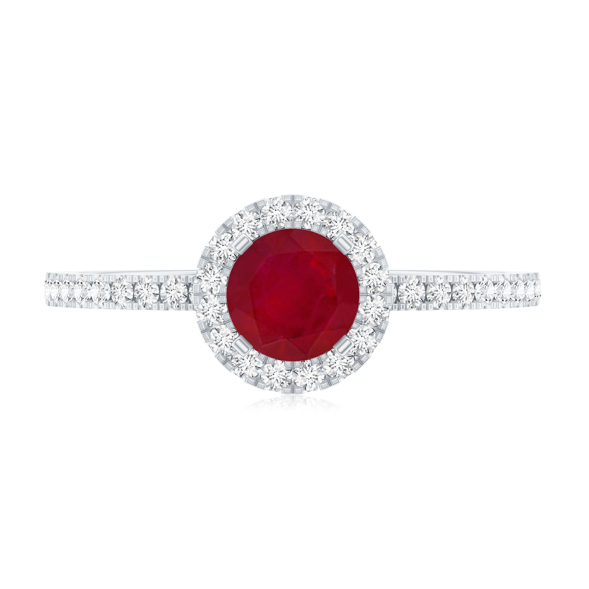 Minimal 0.6 Carat Ruby Engagement Ring with Diamond Halo AAA - Rosec Jewels