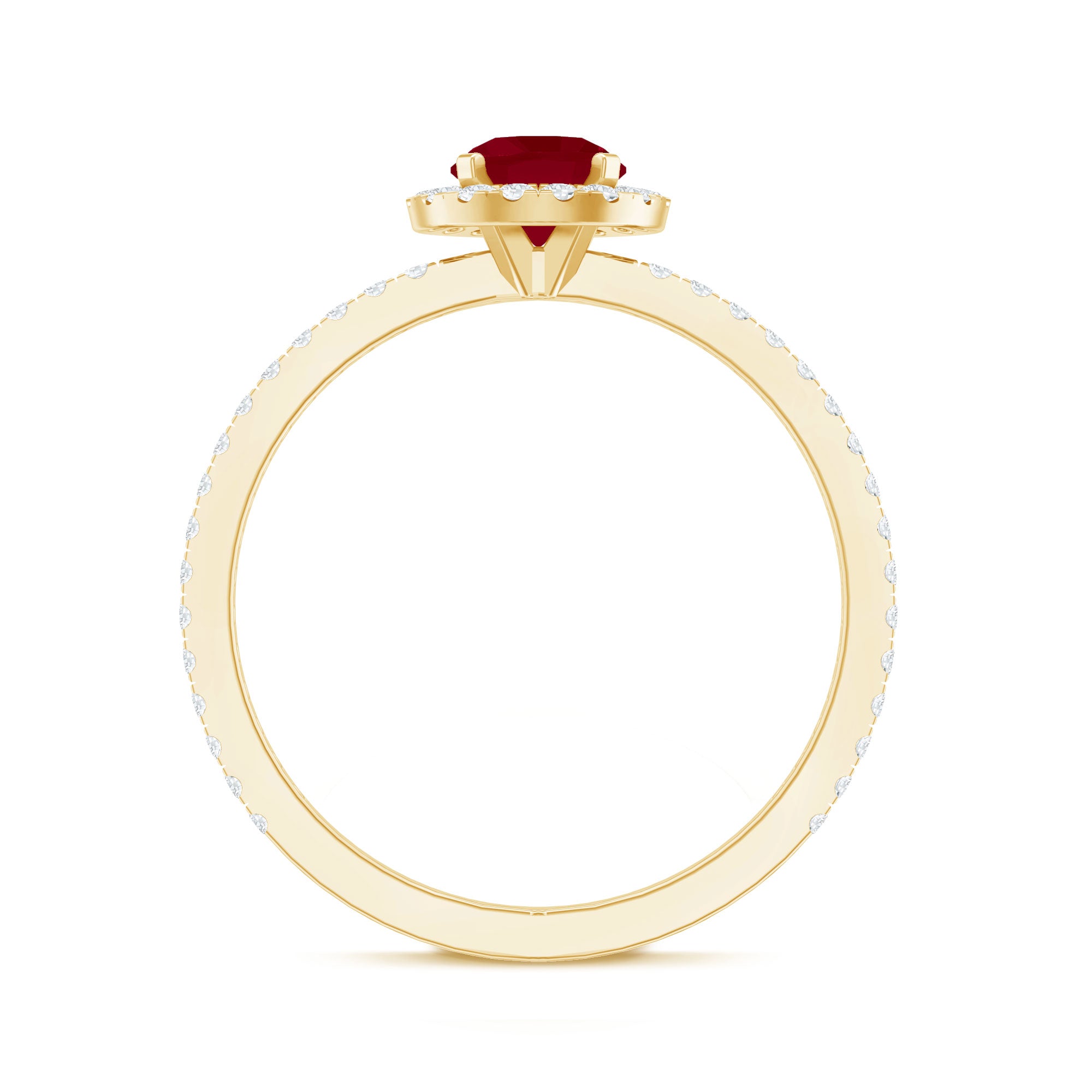 Minimal 0.6 Carat Ruby Engagement Ring with Diamond Halo AAA - Rosec Jewels