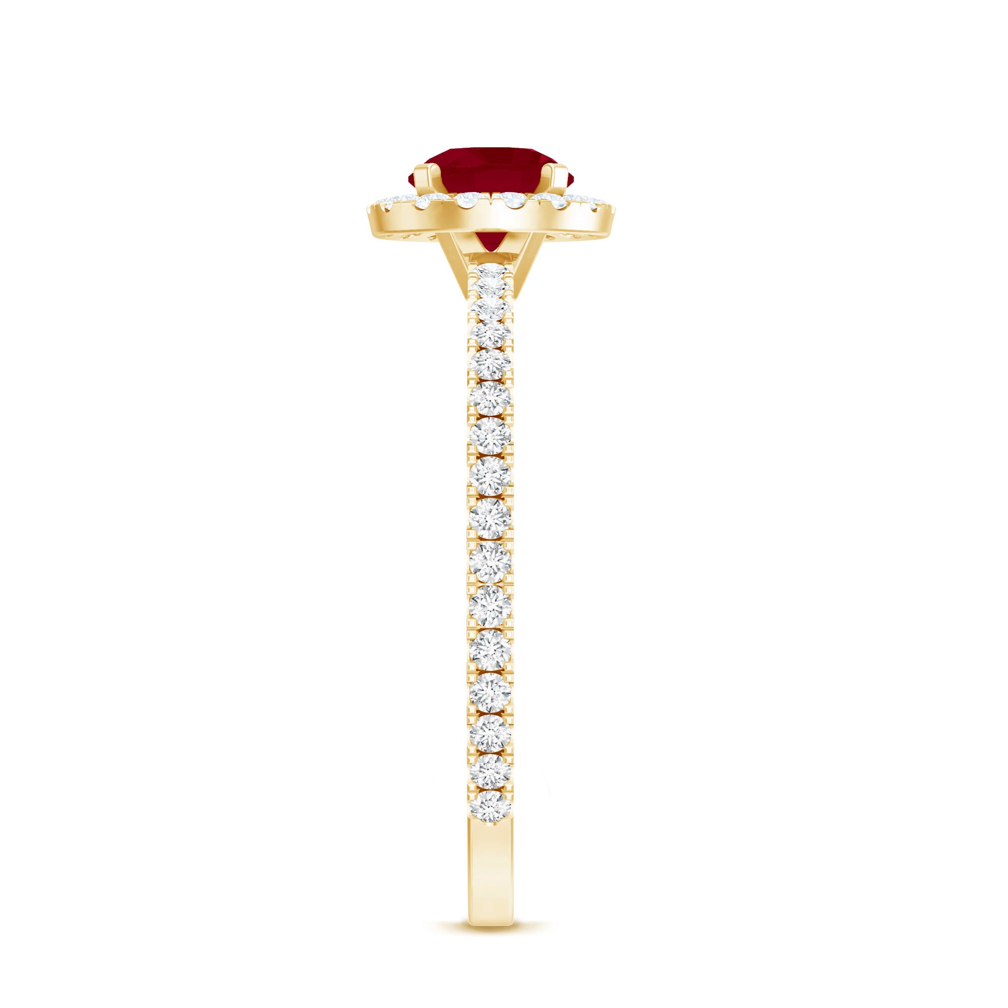 Minimal 0.6 Carat Ruby Engagement Ring with Diamond Halo AAA - Rosec Jewels