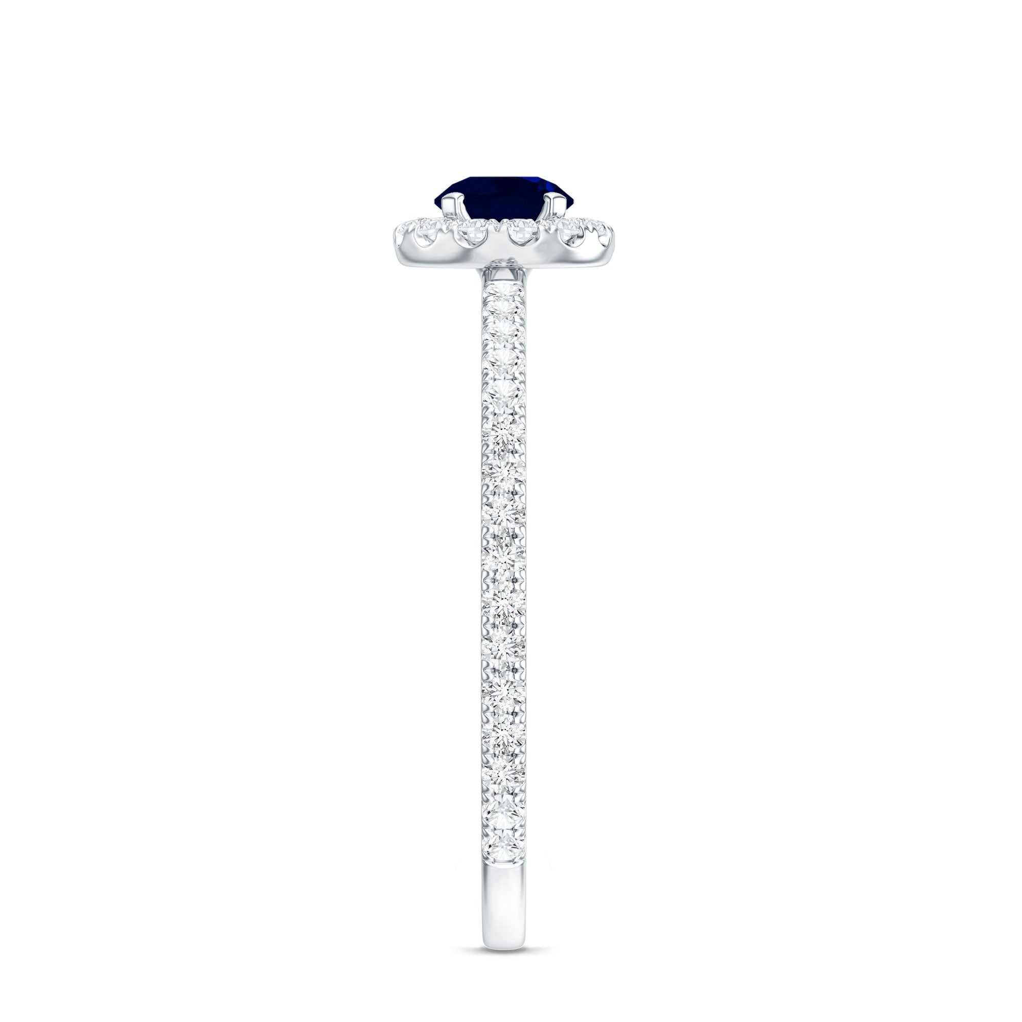 Minimal 0.9 Carat Blue Sapphire Engagement Ring with Diamond Halo AAA - Rosec Jewels