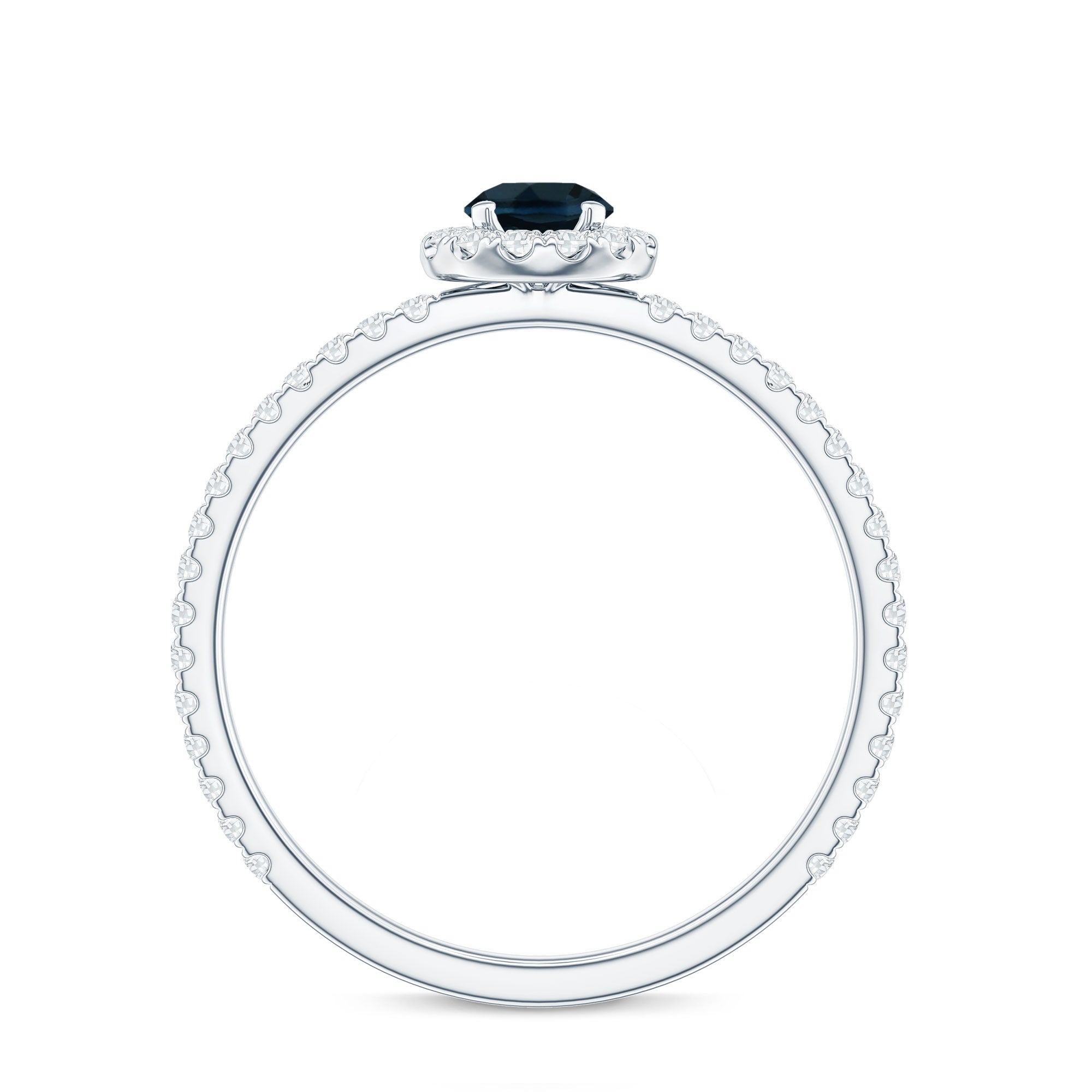 Round Shaped Blue Topaz and Diamond Minimal Engagement Ring AAA - Rosec Jewels