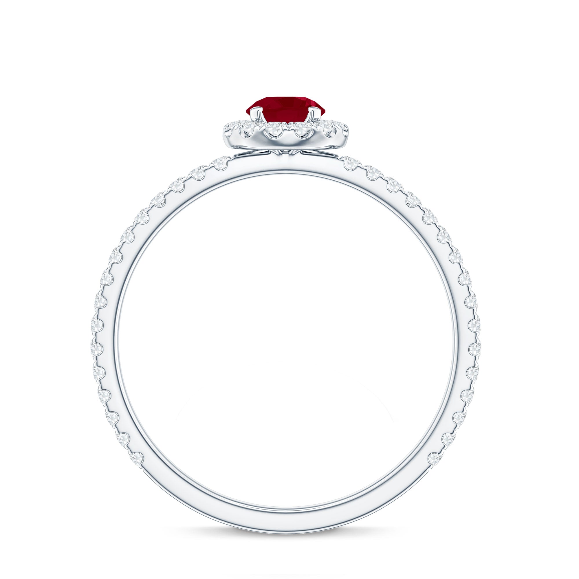 Real 0.6 Carat Ruby Engagement Ring with Diamond Halo AAA - Rosec Jewels
