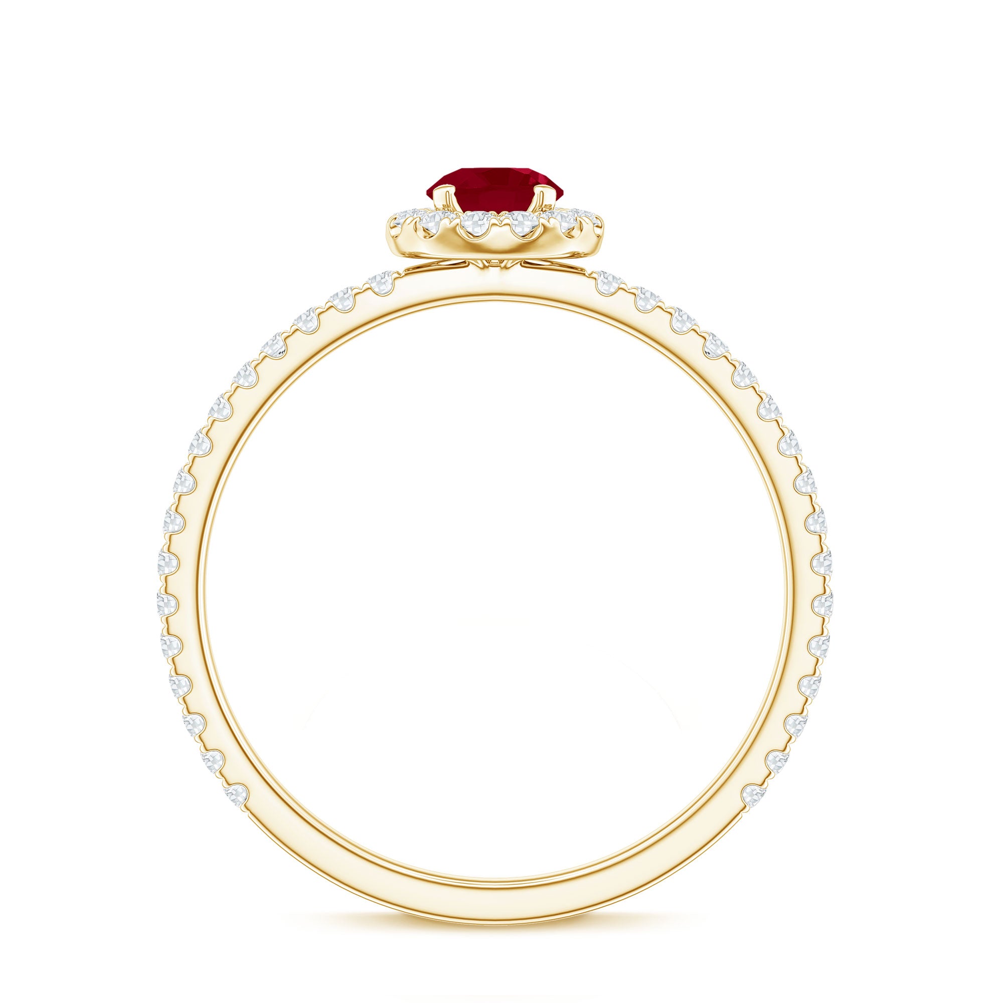 Real 0.6 Carat Ruby Engagement Ring with Diamond Halo AAA - Rosec Jewels
