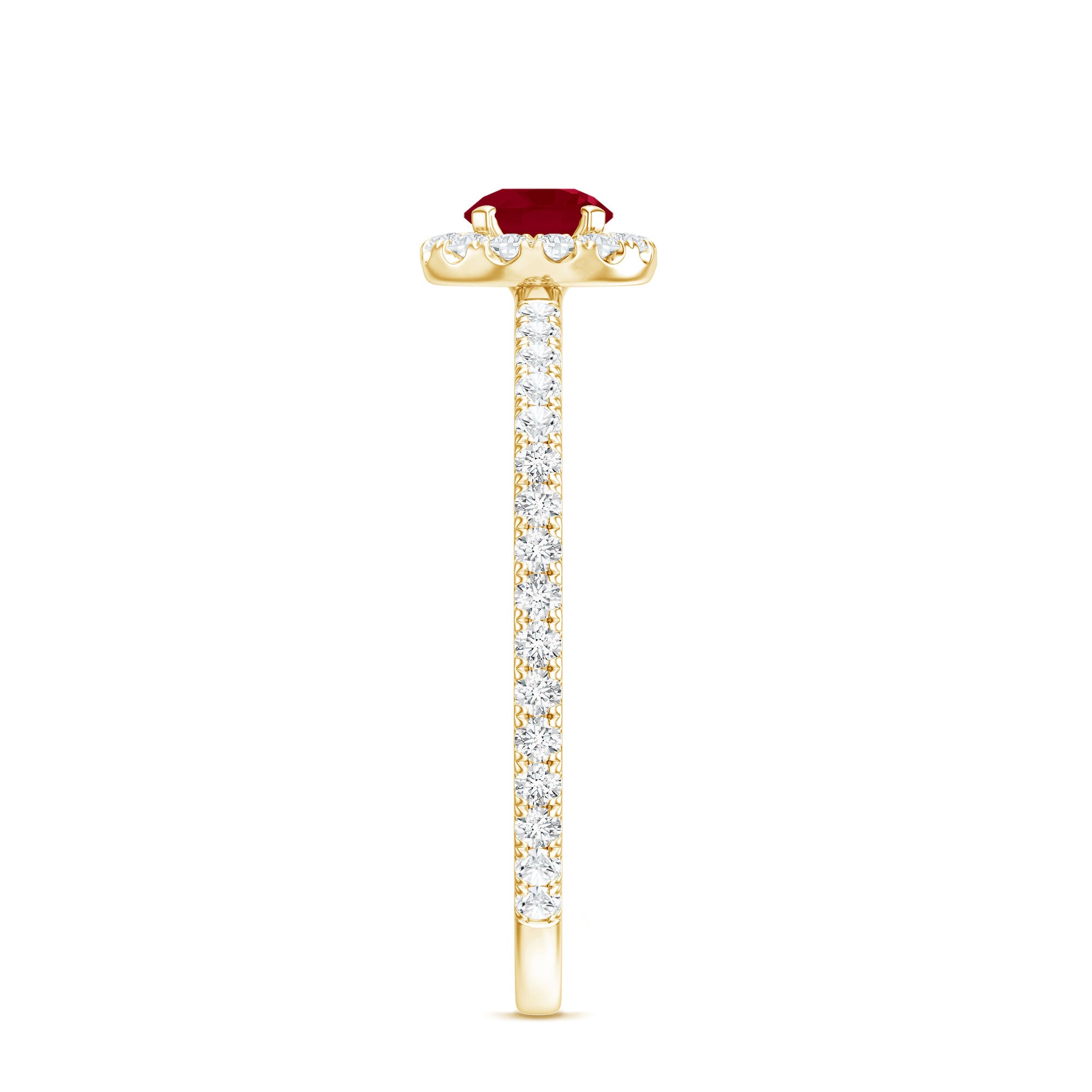 Real 0.6 Carat Ruby Engagement Ring with Diamond Halo AAA - Rosec Jewels