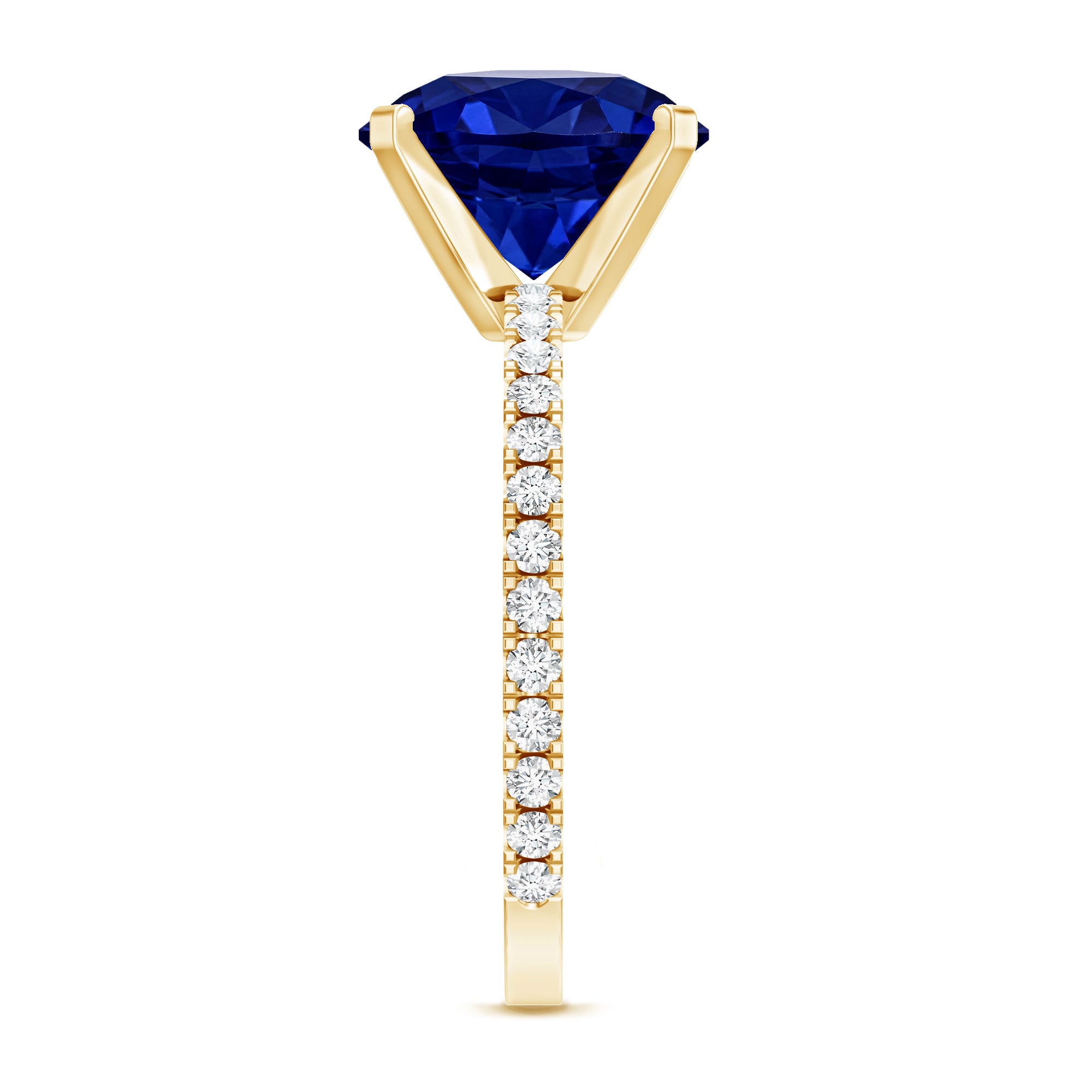 Certified 4.5 Carat Lab Grown Blue Sapphire Engagement Ring with Diamond AAAA - Rosec Jewels