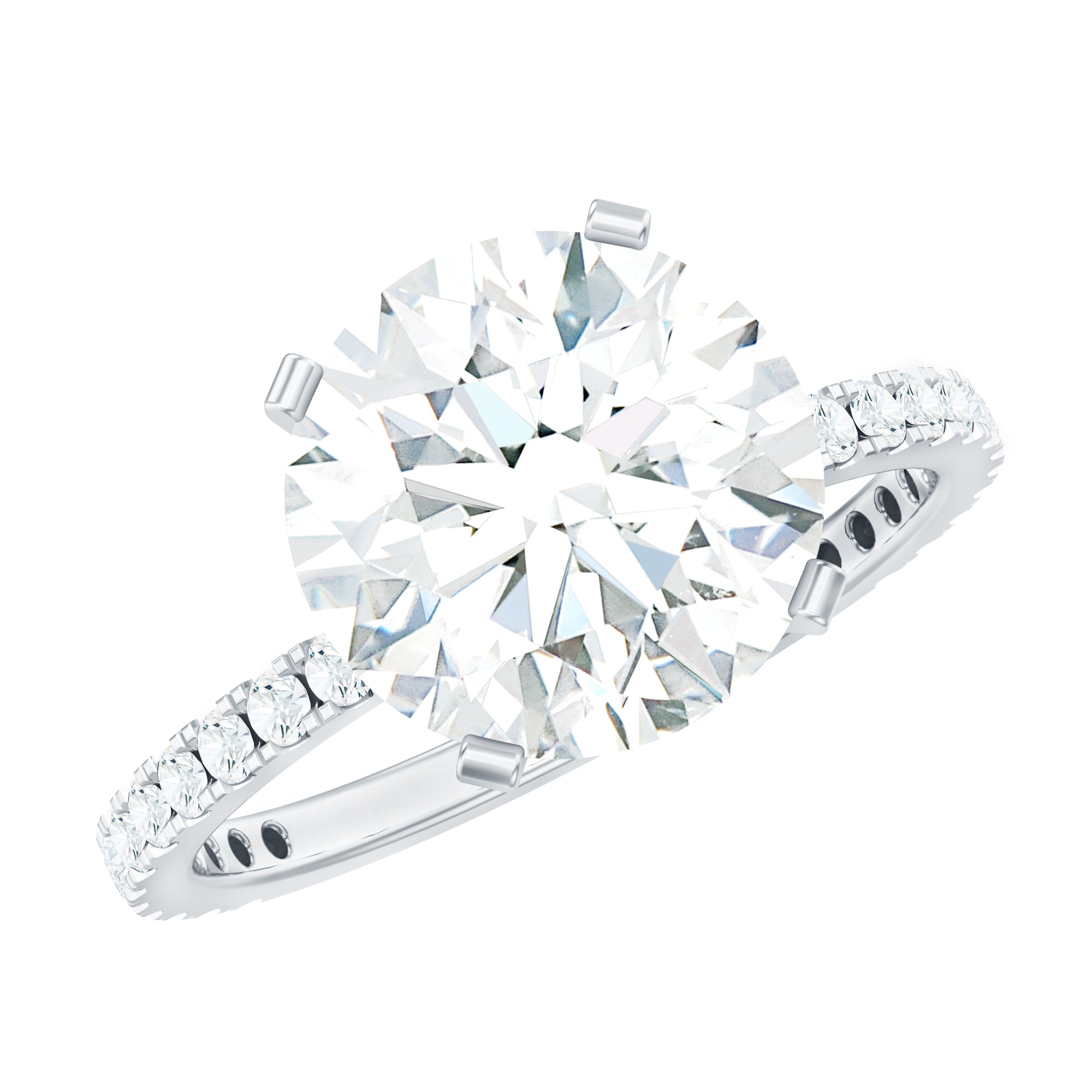 Certified Moissanite 10 MM Round Cut Engagement Ring